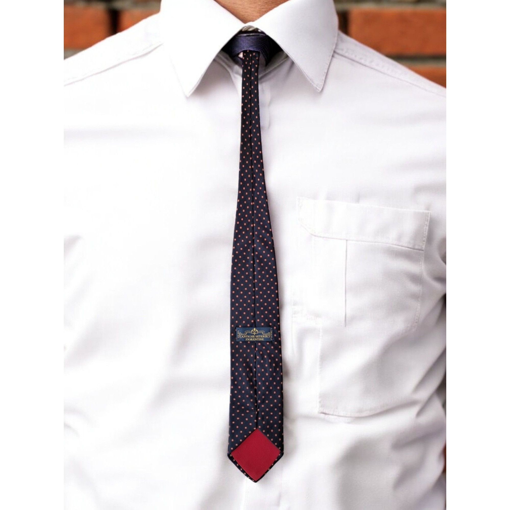Other Antiche Seterie Fiorentine Blue Patterned 100% Silk Tie Made Size ONE SIZE - 3 Thumbnail