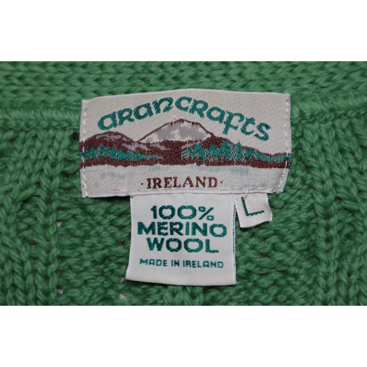 Aran Crafts Vtg Aran Crafts Ireland Sweater Green Merino Wool L Size L / US 10 / IT 46 - 3 Thumbnail