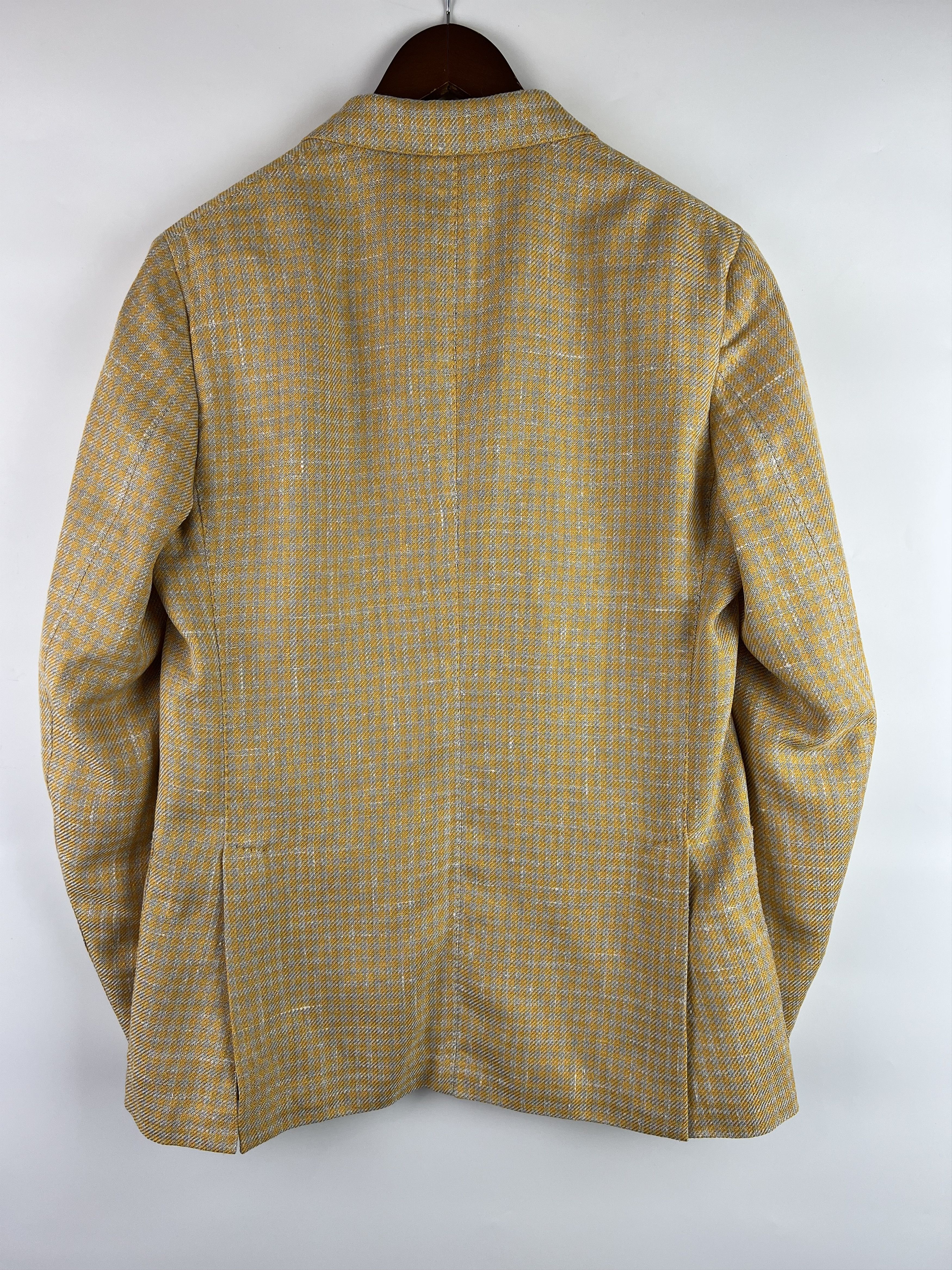 Cantarelli Cantarelli Men's Check Silk Linen Blazer Size 50 Size 50R - 2 Thumbnail