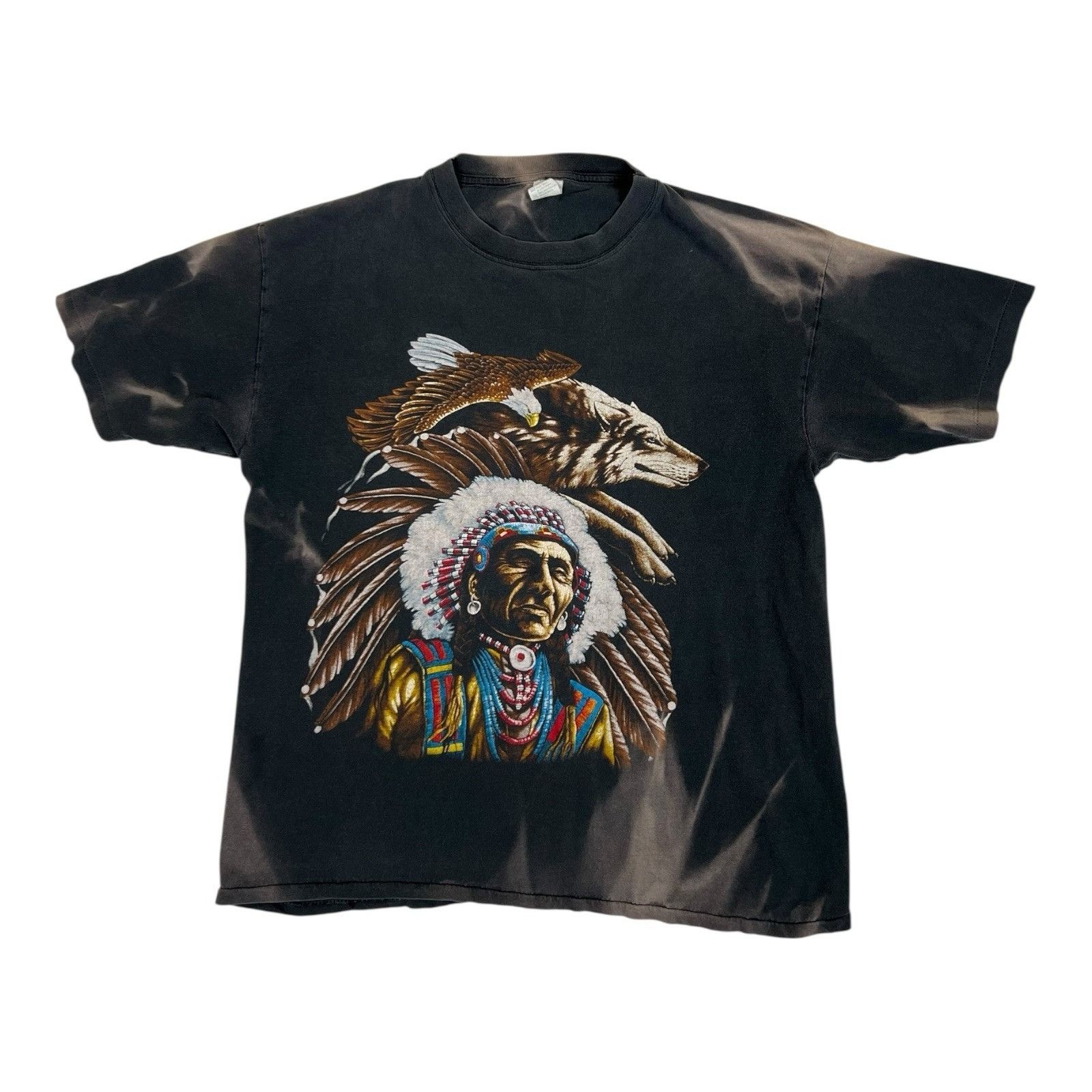 Vintage Vintage American Thunder Native American Eagle Wolf T-Shirt Size US XL / EU 56 / 4 - 1 Thumbnail