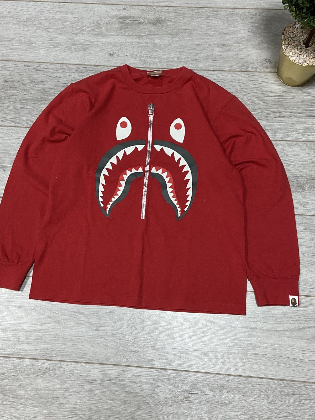 Bape Bape shark zip long sleeve big print Size US M / EU 48-50 / 2 - 2 Thumbnail