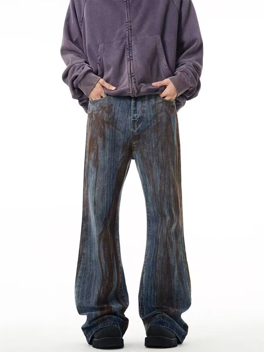 Japanese Brand × Jean Vintage Dirty Dye Micro Flare Baggy Jeans Size US 32 / EU 48 - 1 Thumbnail