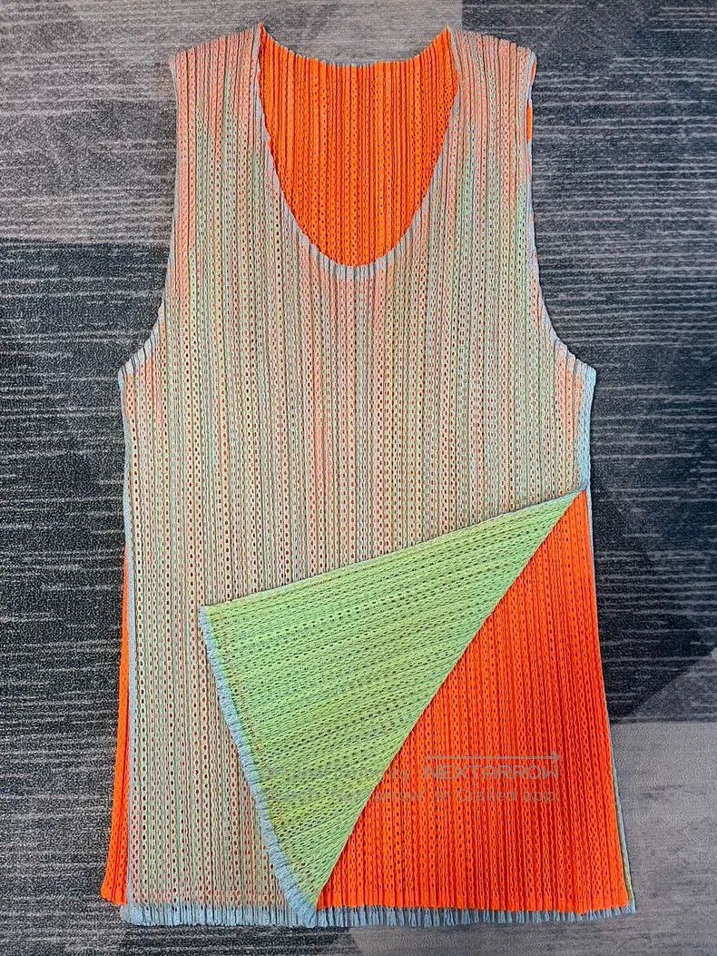 Issey Miyake Issey Miyake Double Color Block Ruffle Mesh Vest Size L / US 10 / IT 46 - 1 Thumbnail