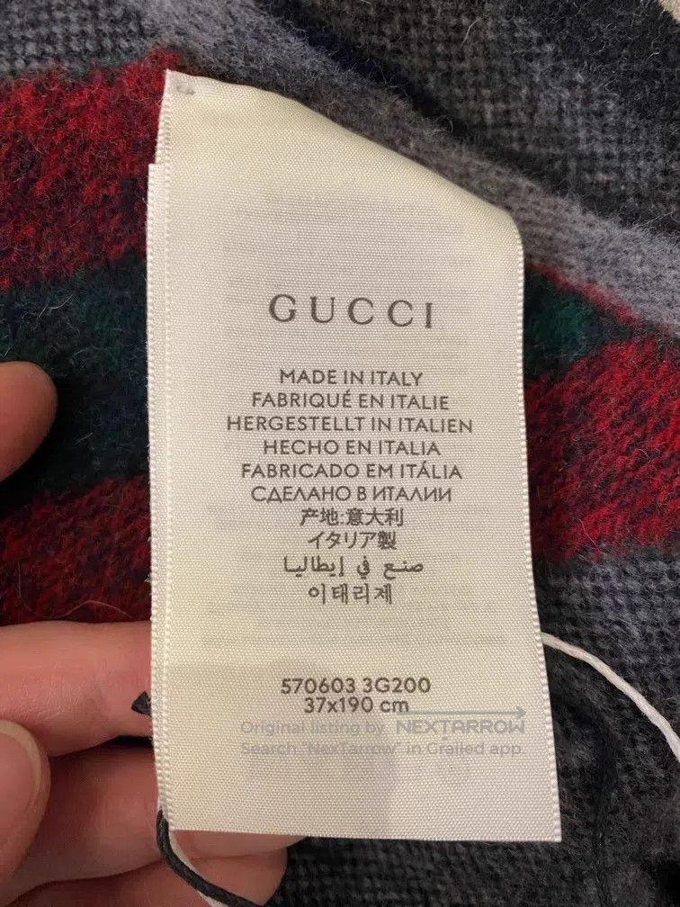 Gucci Gucci GG printed striped wool velvet scarf Size ONE SIZE - 5 Thumbnail