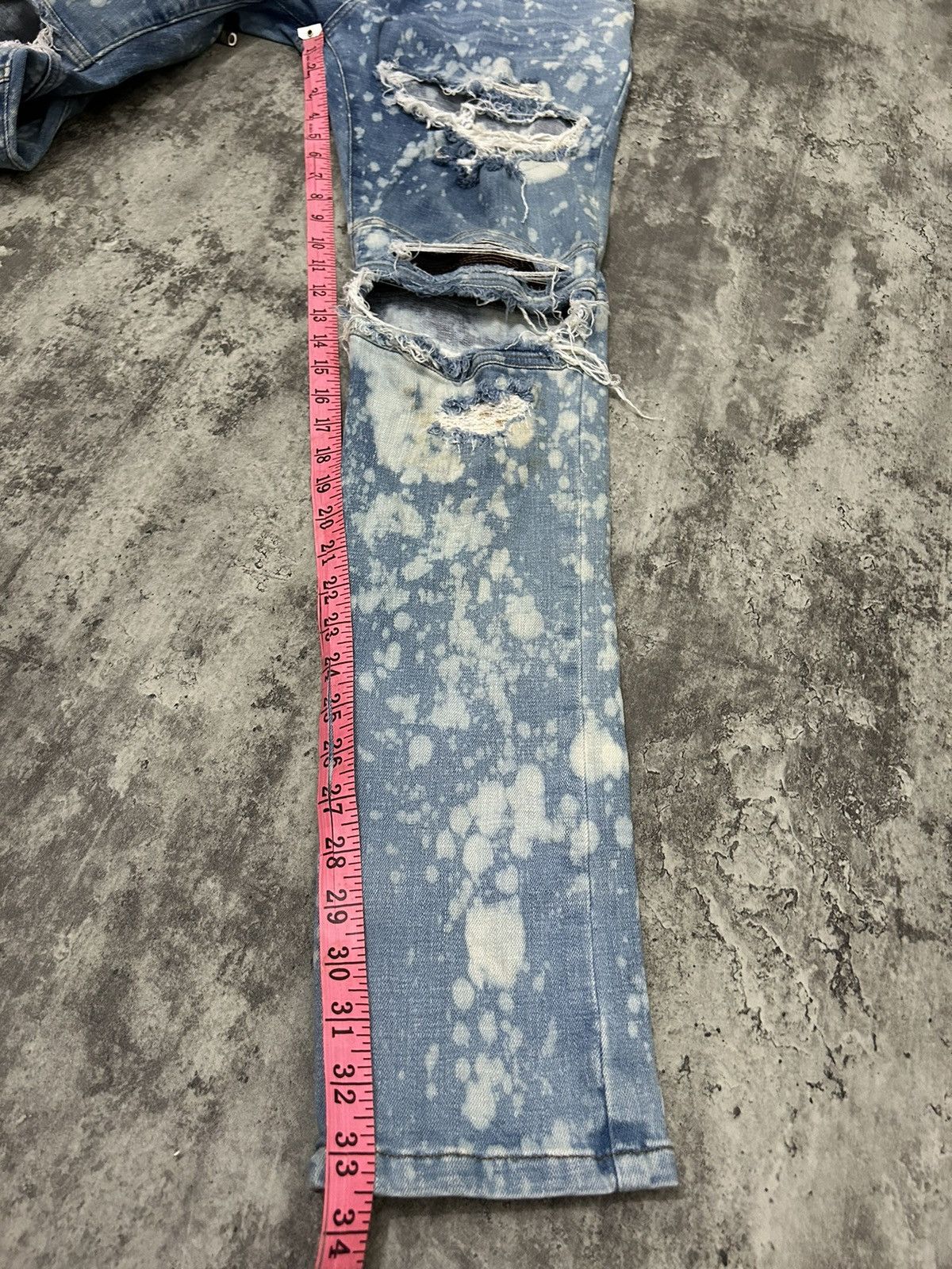 Japanese Brand Halo Tokyo Japan Acid Wash Distressed Jeans Size US 33 - 22 Thumbnail