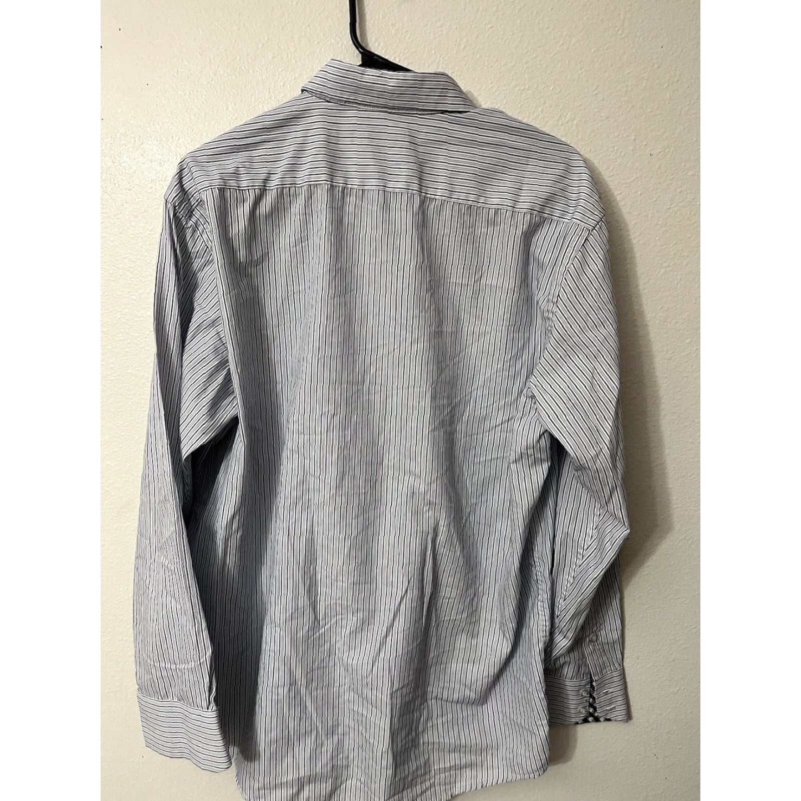 Vintage Bogari Dress Shirt Men’s Large Blue Striped Button-Up Long Sleeve Shirt Size 42R - 2 Thumbnail