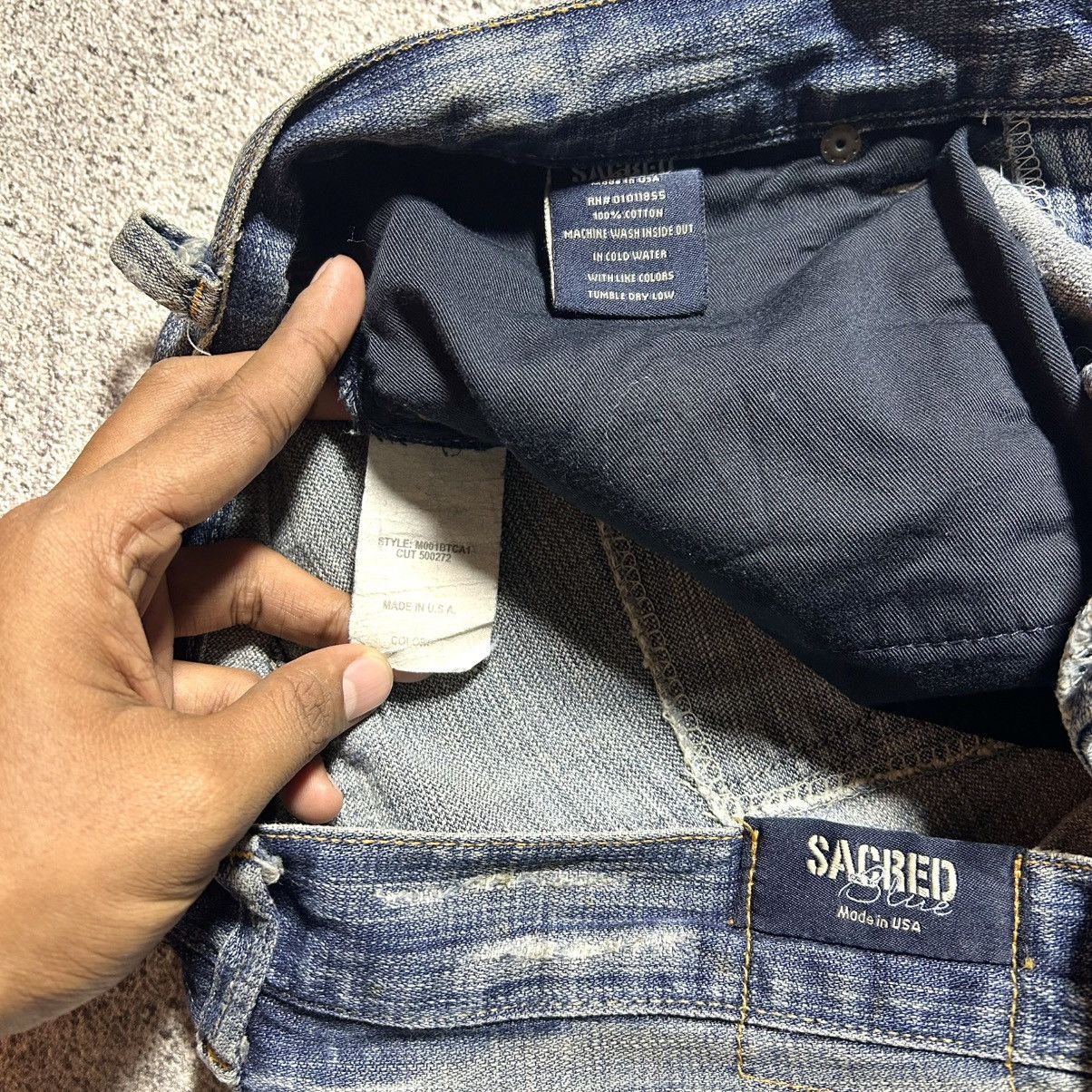 Japanese Brand Vintage SACRED BLUE Flared Denim Patchwork USA Size US 32 / EU 48 - 10 Thumbnail