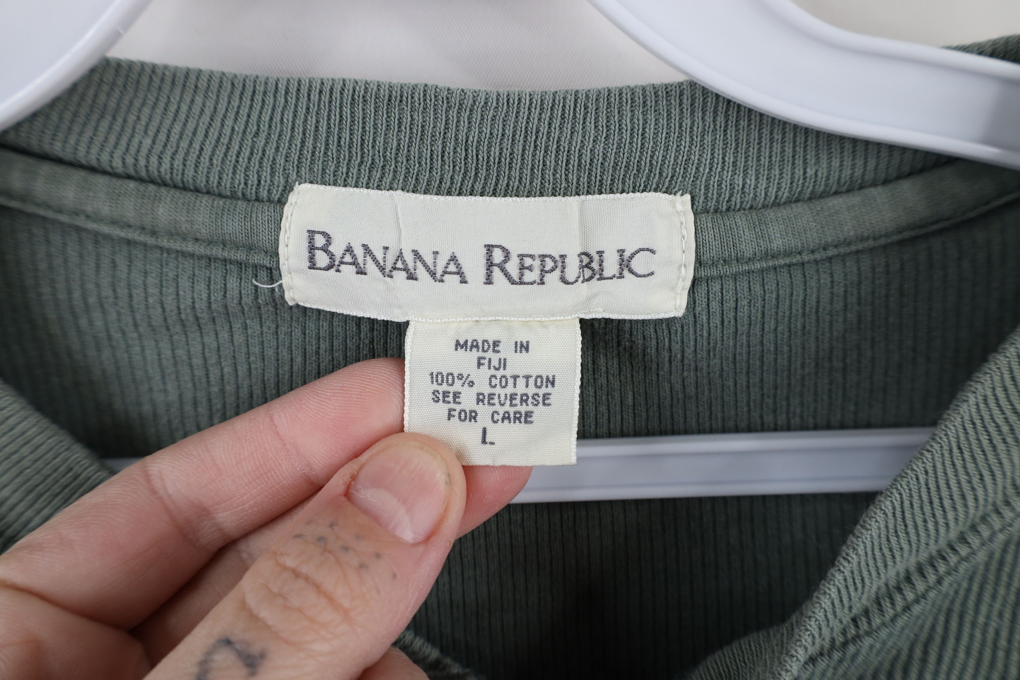 Banana Republic × Vintage Vintage 90s Banana Republic Long Sleeve Henley T-Shirt Size US L / EU 52-54 / 3 - 7 Thumbnail
