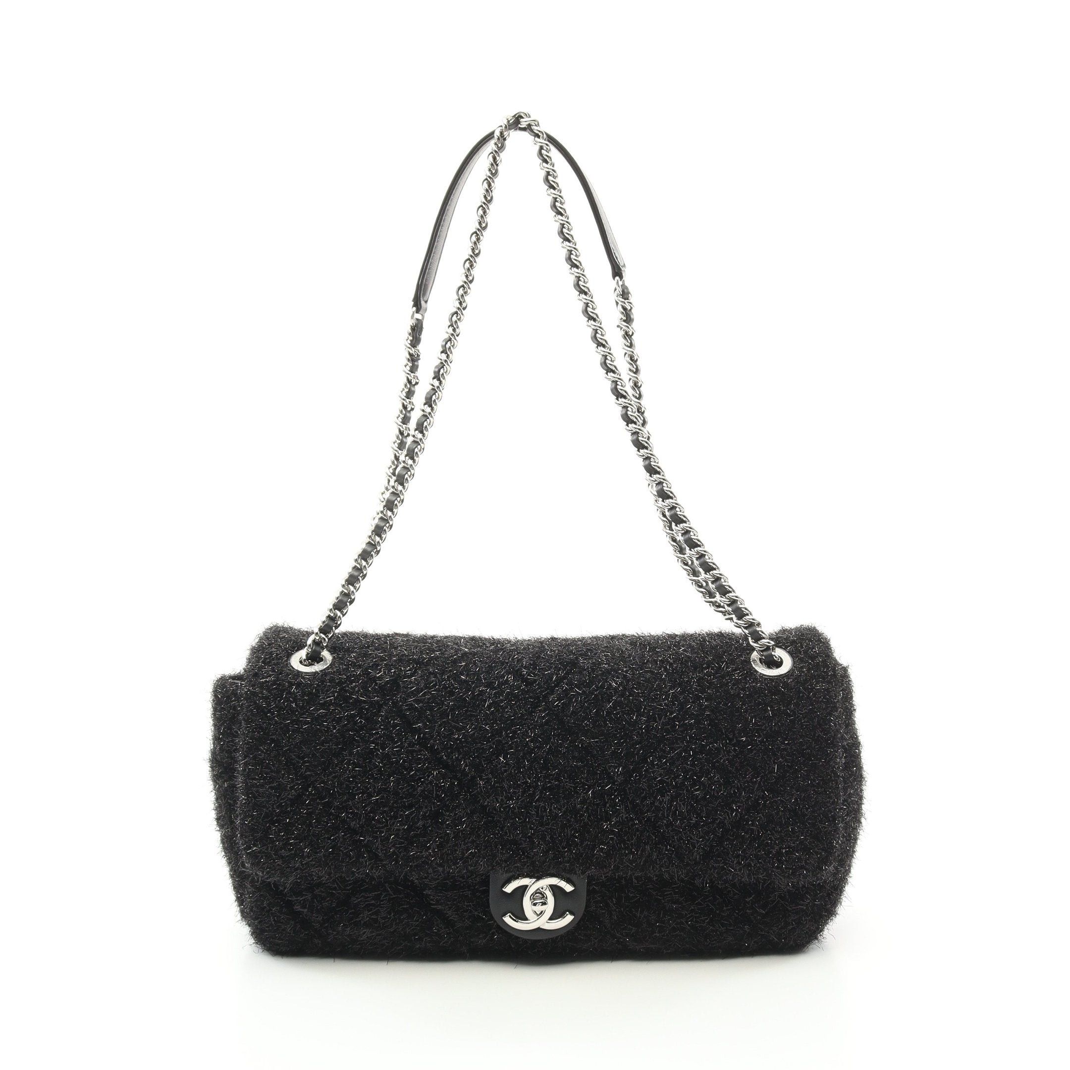 Chanel Chanel Matelasse Double Chain Shoulder Bag Tweed Black Silver Hardware Rame Size ONE SIZE - 1 Thumbnail