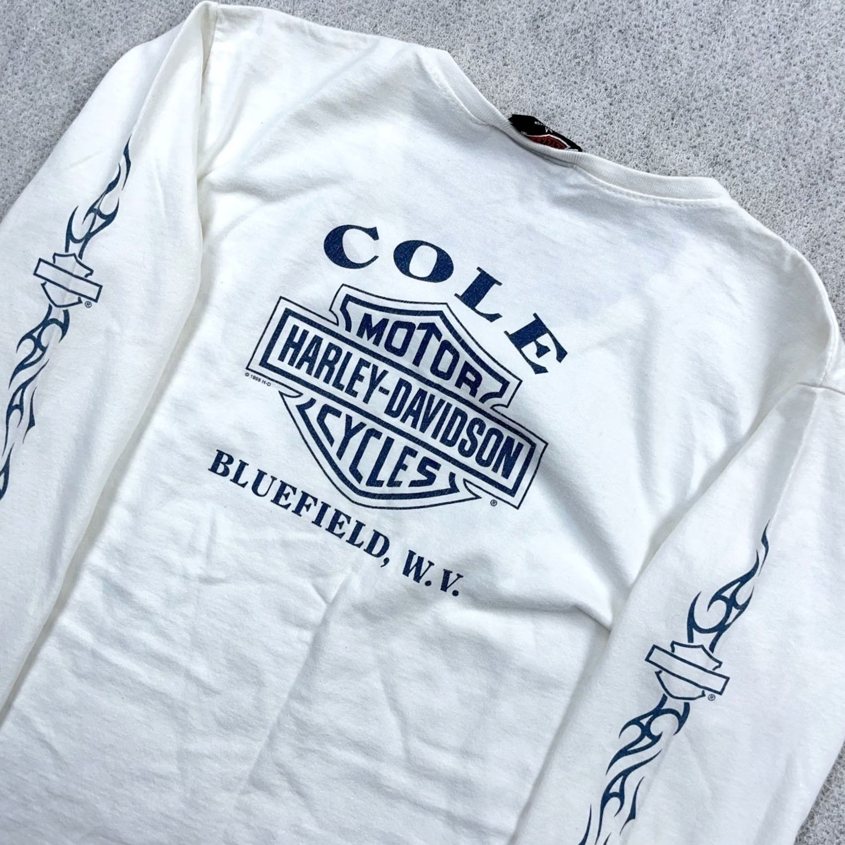 Harley Davidson VINTAGE Harley-Davidson Shirt Women M White Long Sleeve Tee Tattoo 90s Logo Graphic Print Size M / US 6-8 / IT 42-44 - 3 Thumbnail