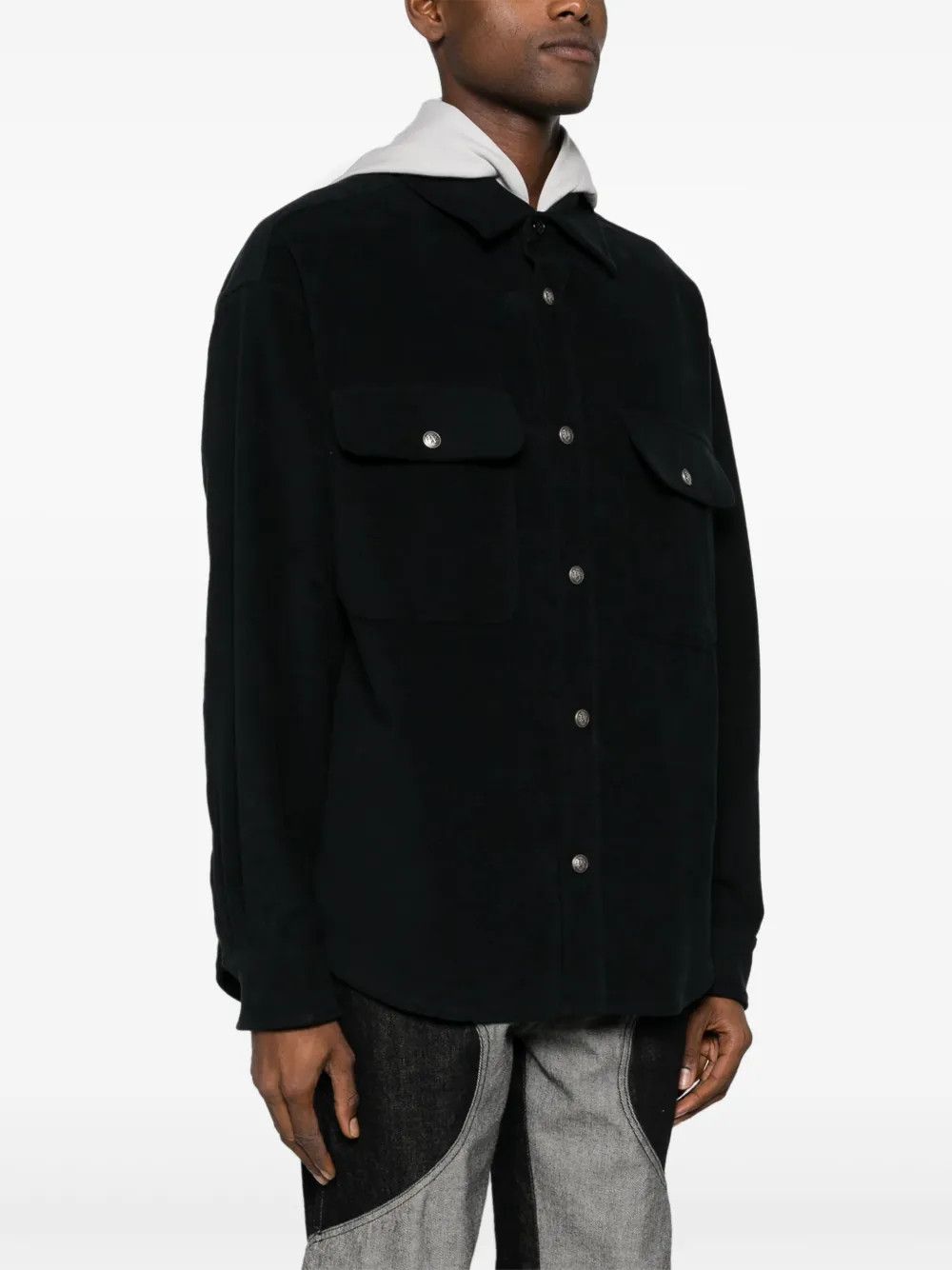 Palm Angels o1y0325 Hooded Oversized Shirt in Black Size US S / EU 44-46 / 1 - 3 Thumbnail