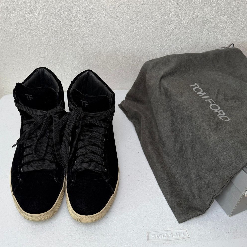 Tom Ford Tom Ford Black Suede High Top Sneakers Size EU 44 Size US 10.5 / EU 43-44 - 1 Thumbnail
