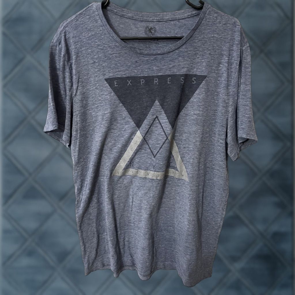 Express EXPRESS Graphic Print T-Shirt Men L Blue Crew Neck Short Sleeve Logo Slim Fit Cotton Shirt Size US L / EU 52-54 / 3 - 1 Thumbnail