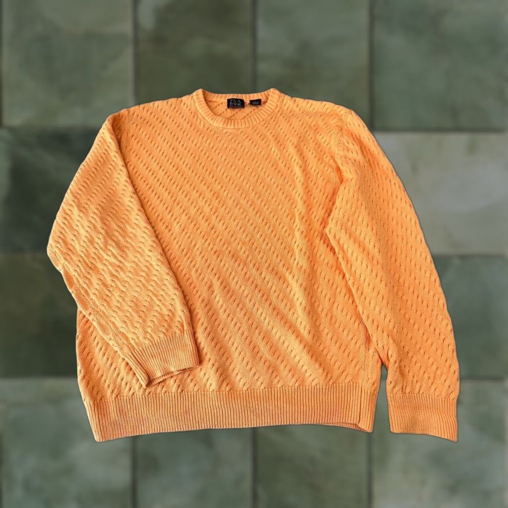Jos. A. Bank Jos A Bank Mens Yellow Crewneck Sweater Large Cotton Casual Pullover Size US L / EU 52-54 / 3 - 1 Thumbnail