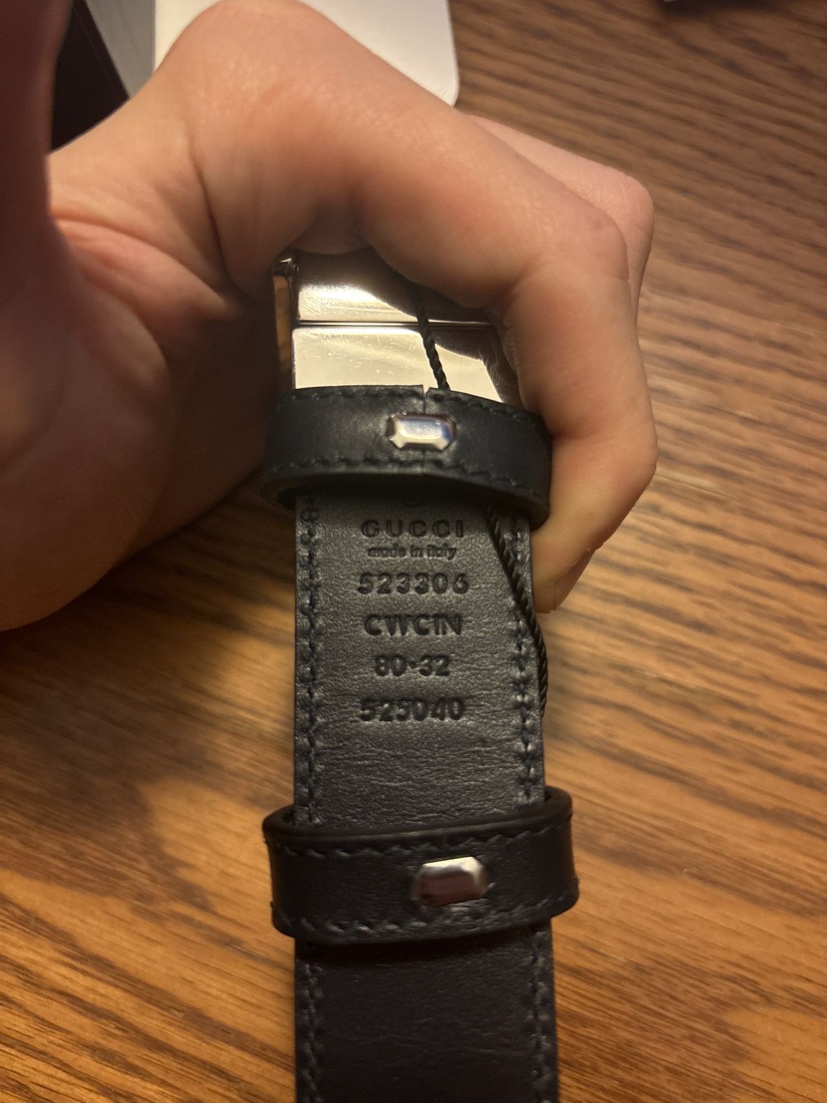 Gucci Gucci Navy Monogram GG Belt Size 32 - 4 Thumbnail