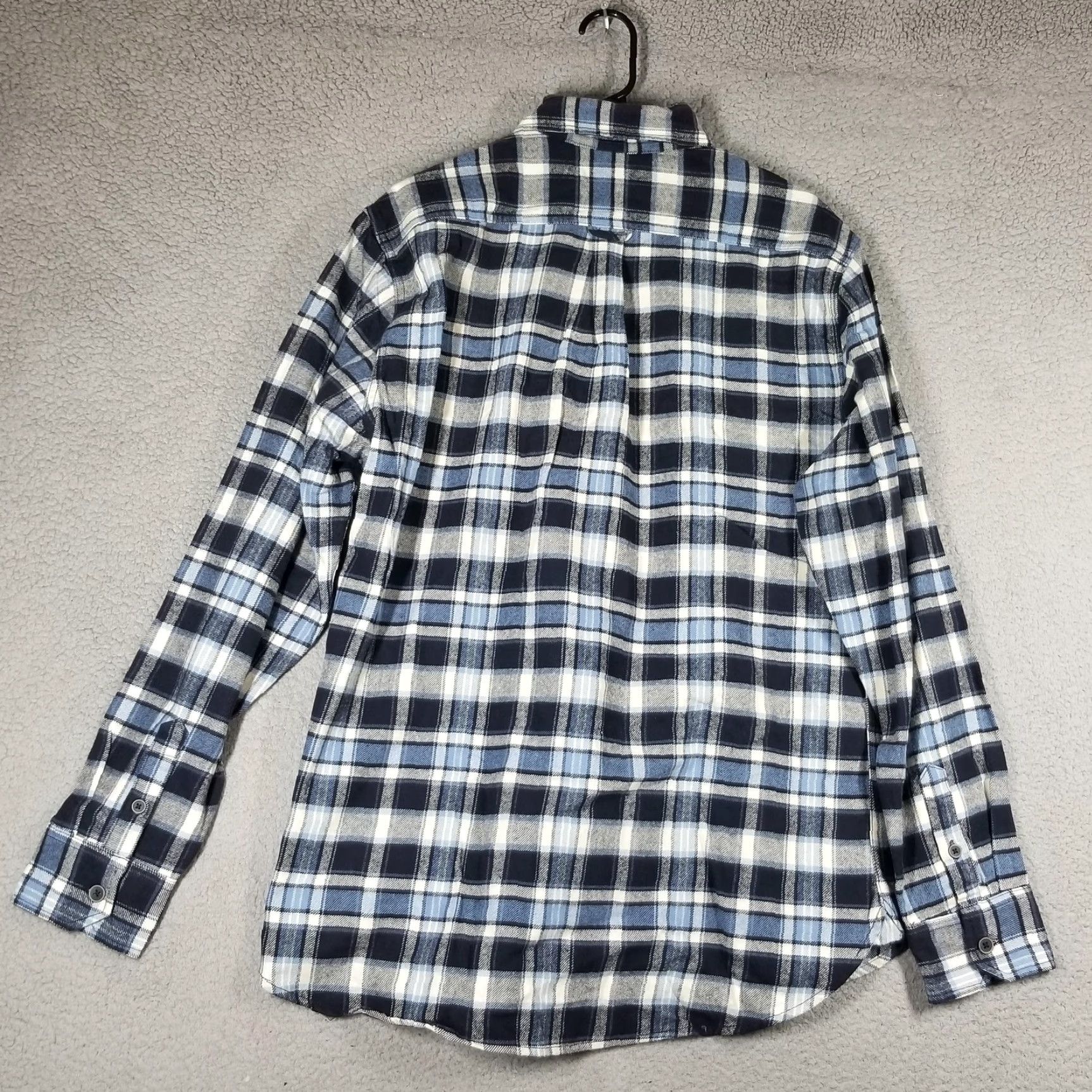 Vintage JACHS Flannel Shirt Mens LT Large Tall Blue Navy Plaid Long Sleeve Button Front Mens Lounging Casual Shirt Size US L / EU 52-54 / 3 - 2 Thumbnail