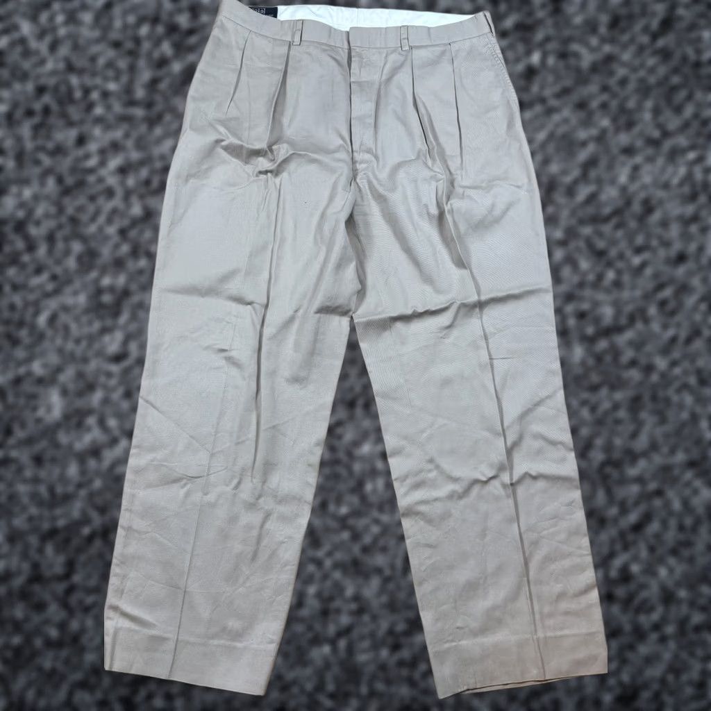 Polo Ralph Lauren VINTAGE Polo Ralph Lauren Dress Pants Mens 35x30 Khaki Beige Chino USA Made Size US S / EU 44-46 / 1 - 1 Thumbnail