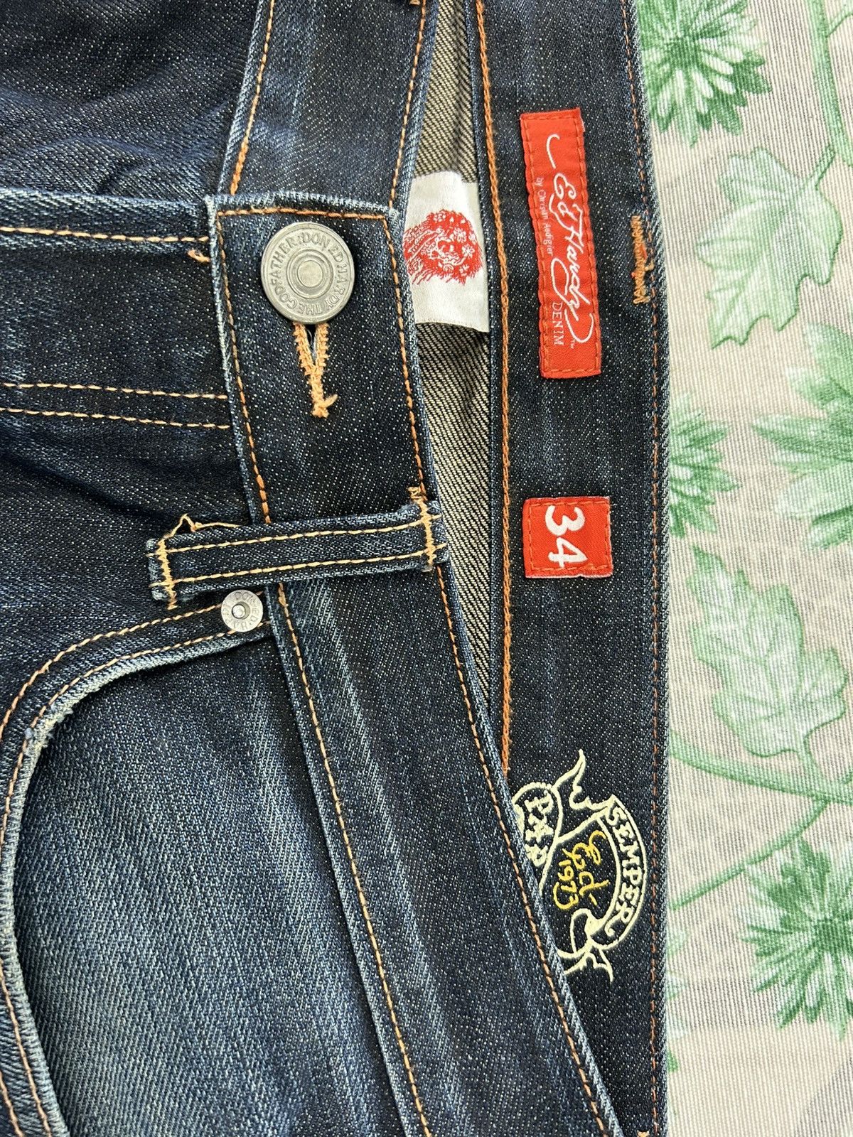 Ed Hardy Rare Ed Hardy Y2K Jeans – Embroidered Tiger Back, Baggy Fit Size US 34 / EU 50 - 8 Thumbnail