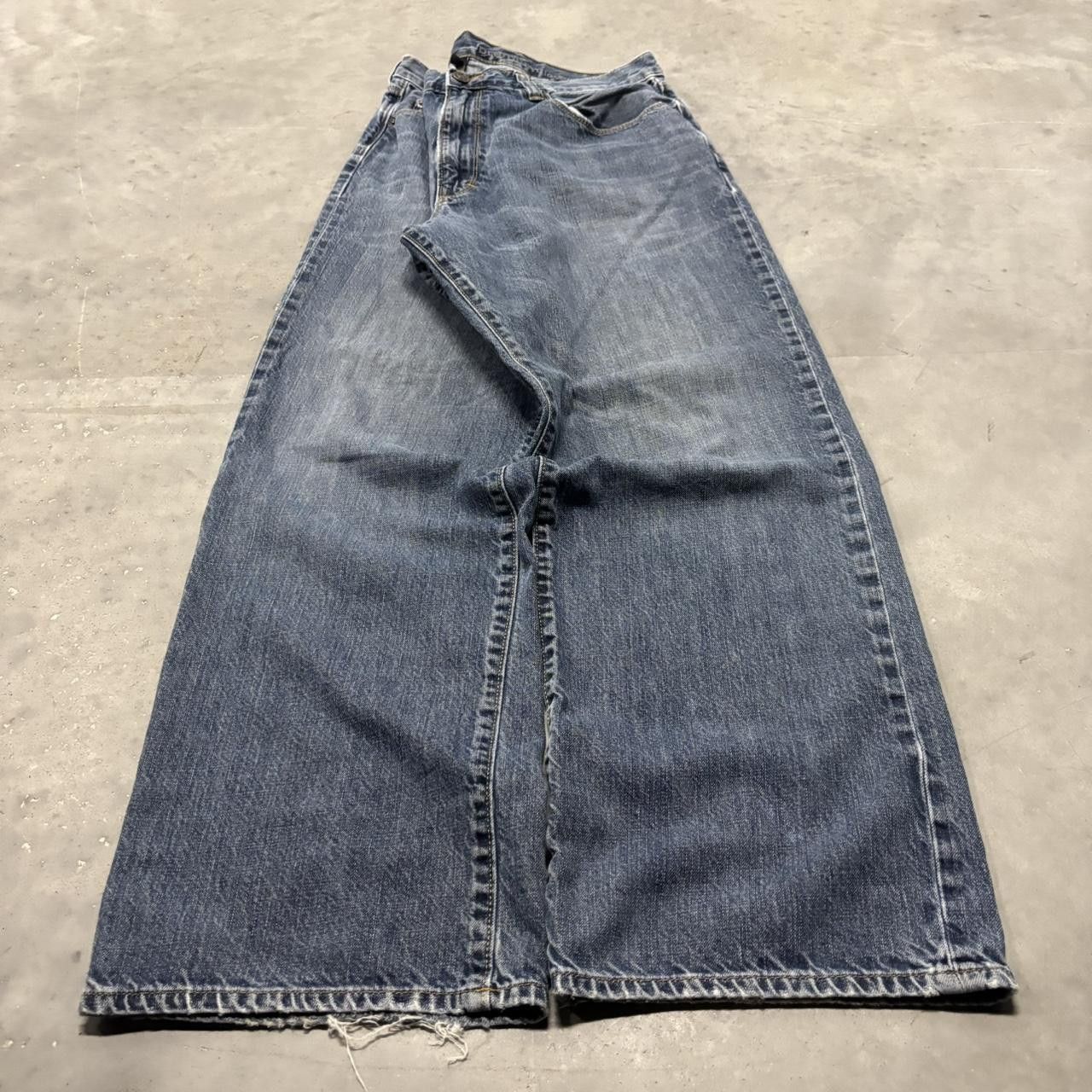 Japanese Brand × Vintage Crazy Vintage Y2K/2000s Baggy Grunge Dark Wash Essential Skater Denim Jeans! Size US 36 / EU 52 - 3 Thumbnail