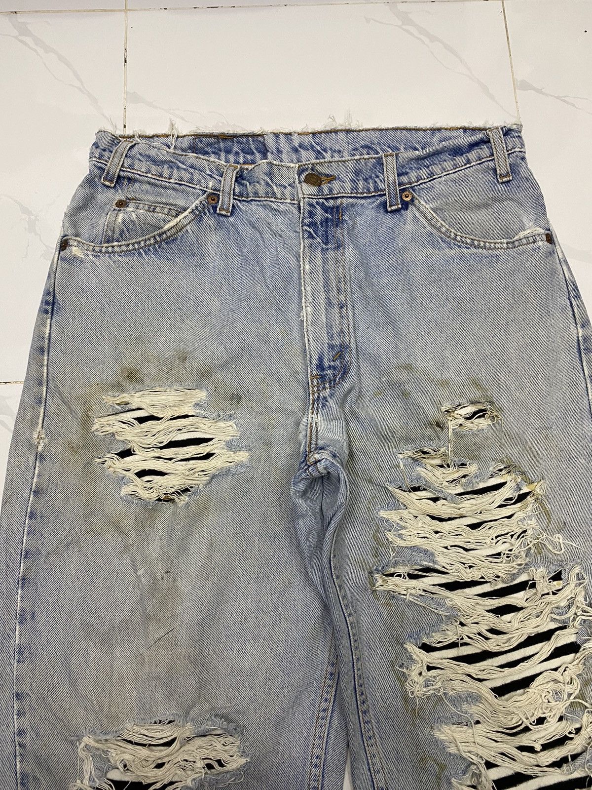 🔥LEVIS 560 ORANGE TAB THRASHED LOOSE FIT TAPERED LEG