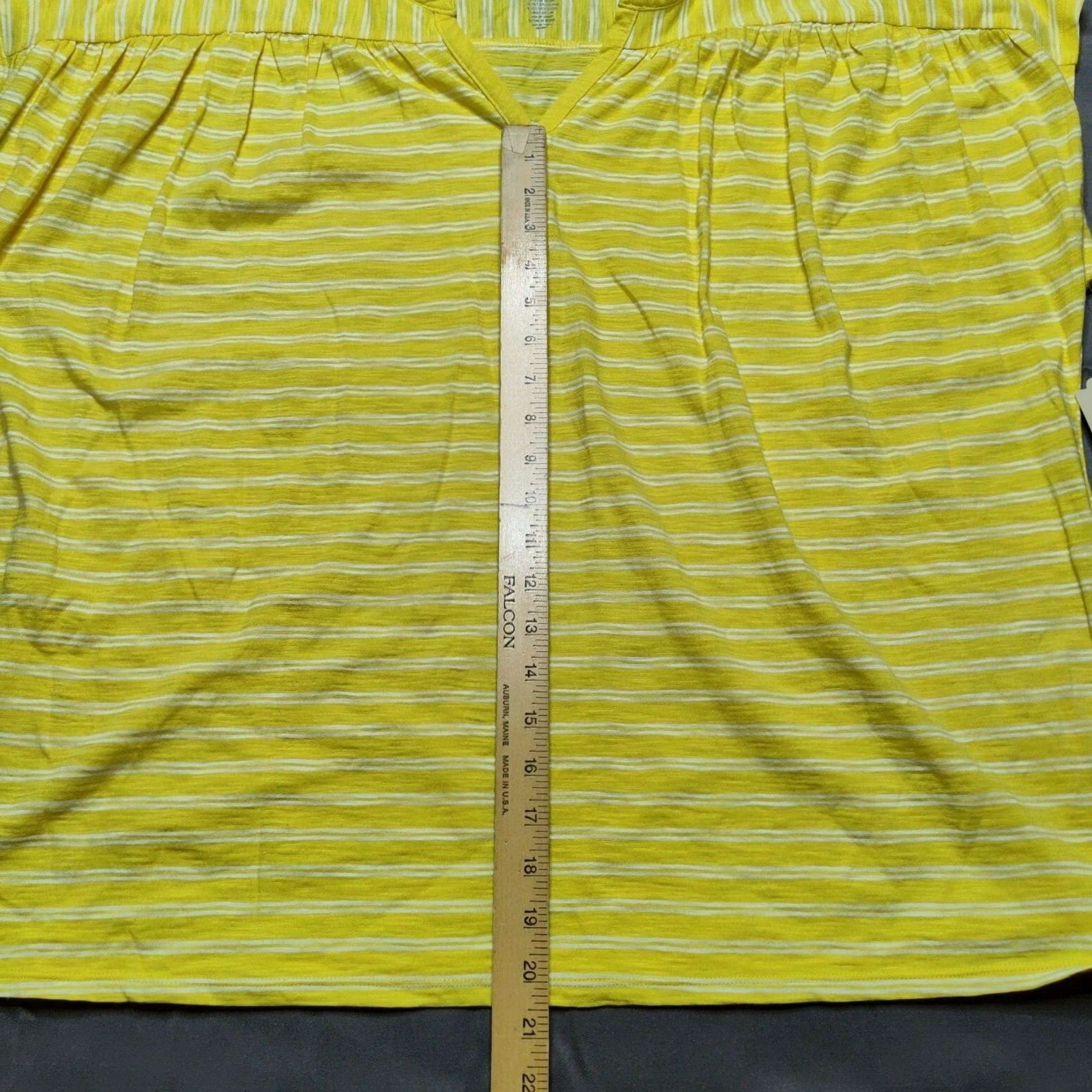 Vintage St. John's Bay Women Plus 1X Yellow Stripe Cap Sleeve V-Neck Pullover Shirt NEW Size XL / US 12-14 / IT 48-50 - 5 Thumbnail