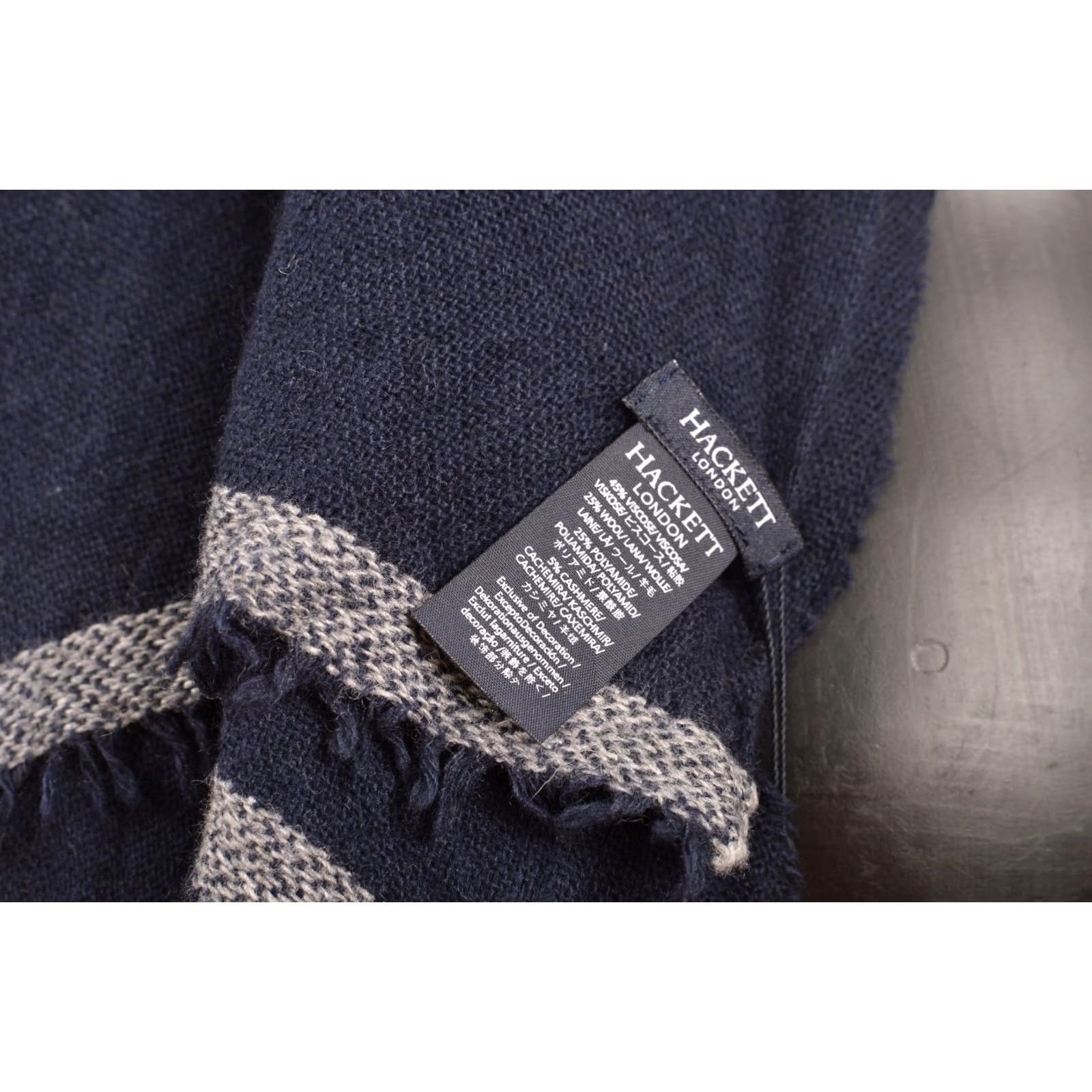 Hackett Hackett London Scarf Unisex OS Blue Viscose Wool Blend Made in Italy 10015488 188 cm x 53 cm Size ONE SIZE - 4 Thumbnail