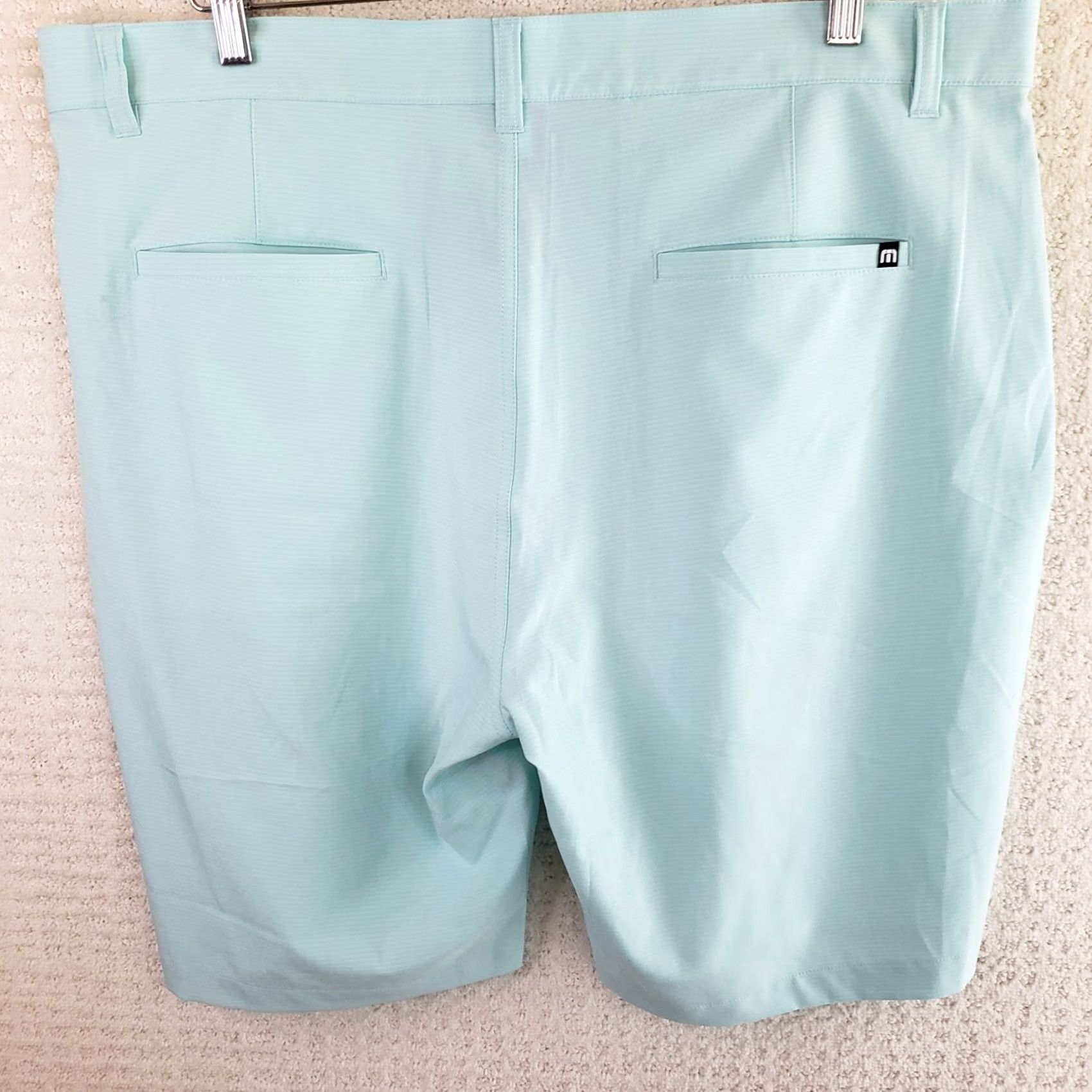 TravisMathew Travis Mathew Chino Shorts Mens 40x10 Aqua Blue Stretch Wrinkle Resistant Casual Travel Pockets Size US 40 / EU 56 - 6 Thumbnail