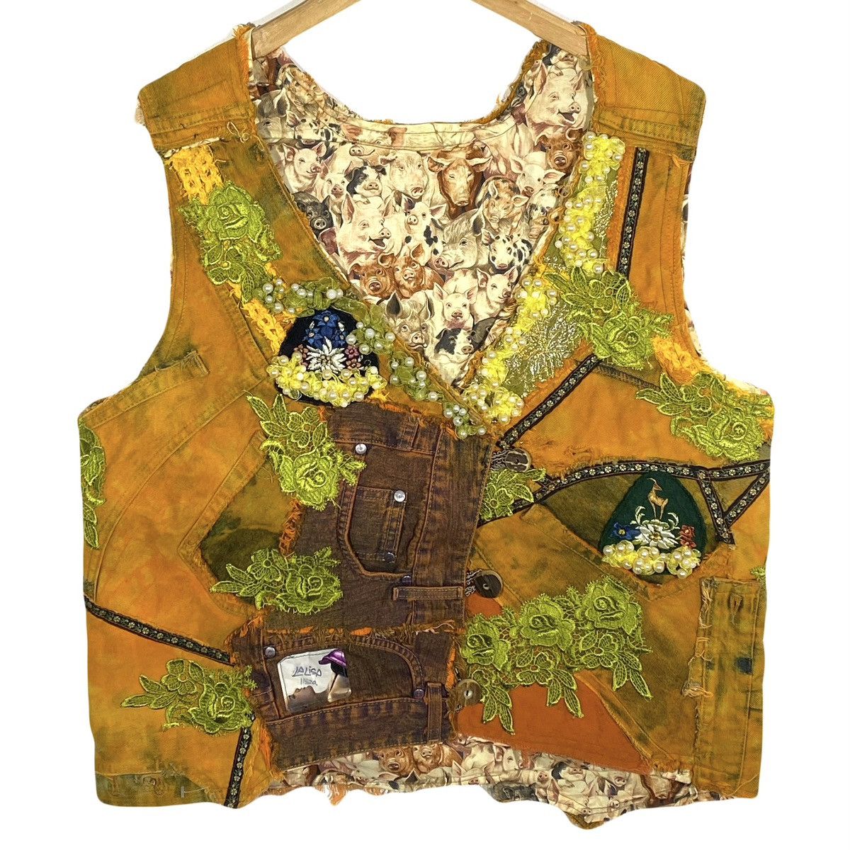 Vintage Veste Gilet Style Créateur Boho Multimatière Lalisa Ibiza Size L / US 10 / IT 46 - 1 Thumbnail
