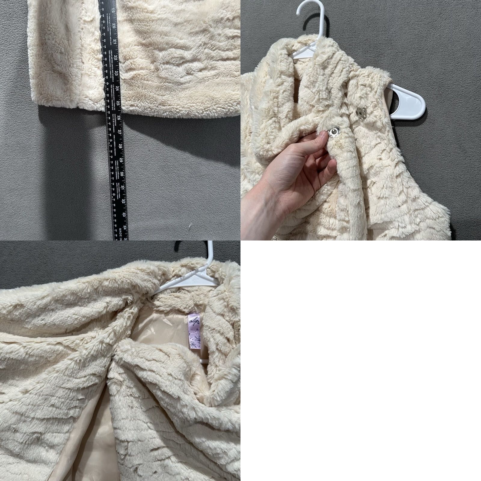 Vintage Francesca's Alya Wrap Vest Womens Medium Ivory Snap Sleeveless Fur EUC Size M / US 6-8 / IT 42-44 - 8 Thumbnail