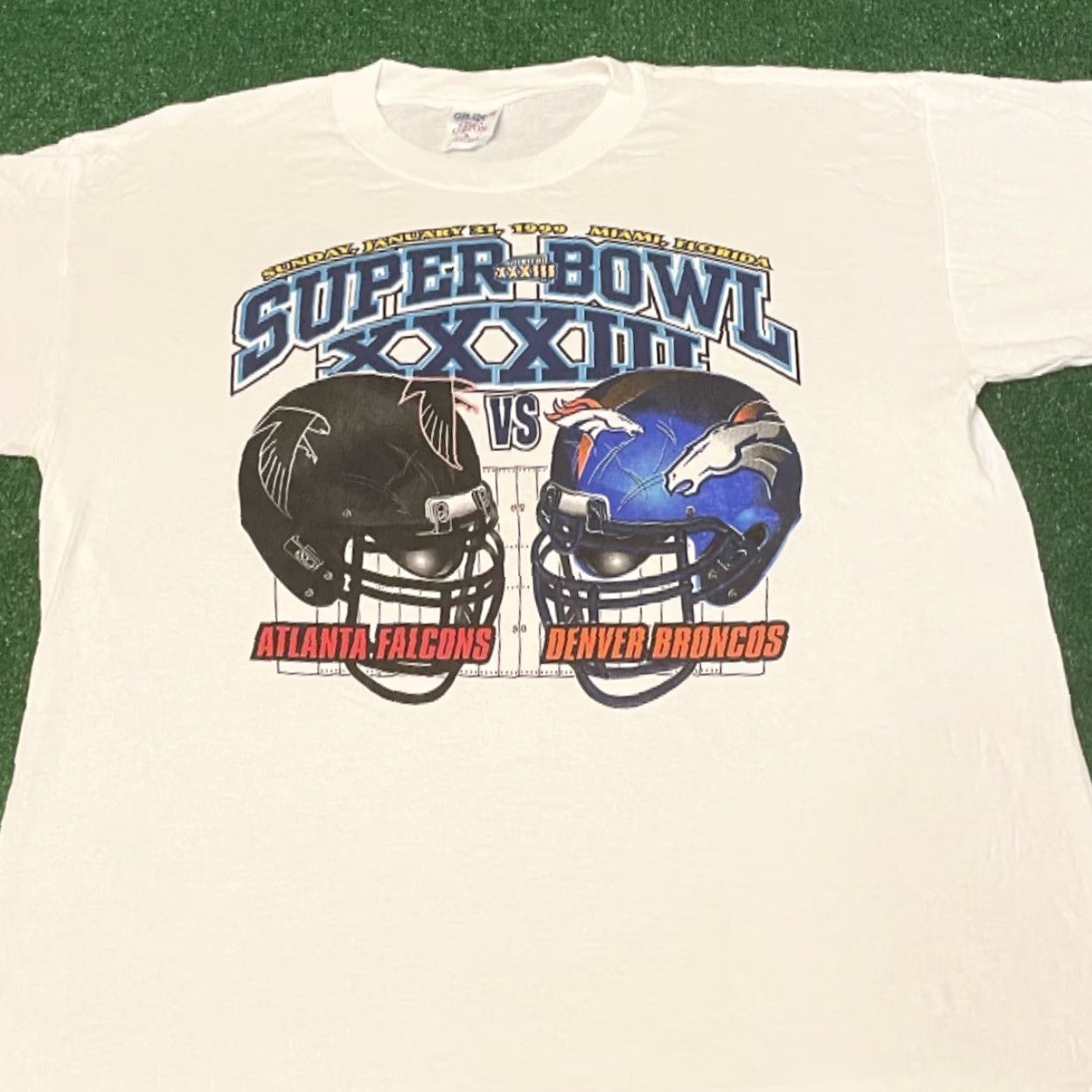 NFL VINTAGE NFL Superbowl 1999 Cup Shirt XL White 90s Miami Falcons Broncos Mens Size US XL / EU 56 / 4 - 3 Thumbnail
