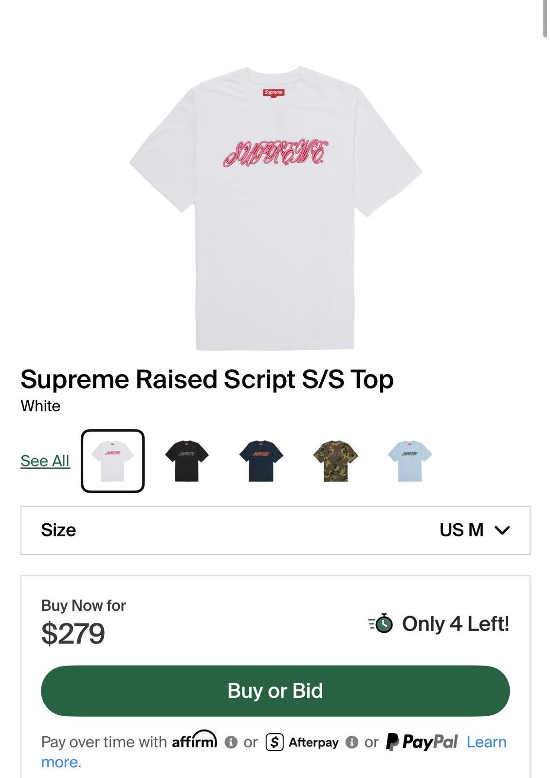 Supreme SUPREME Script logo white/pink Tee size M (STEAL) Size US M / EU 48-50 / 2 - 6 Thumbnail
