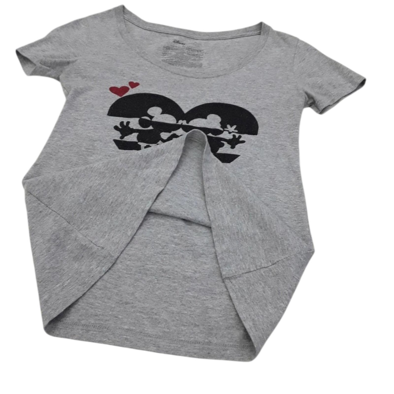 Disney DISNEY Mickey & Minnie T-shirt XS Gray Black Glitter Sparkle Size XS / US 0-2 / IT 36-38 - 8 Thumbnail