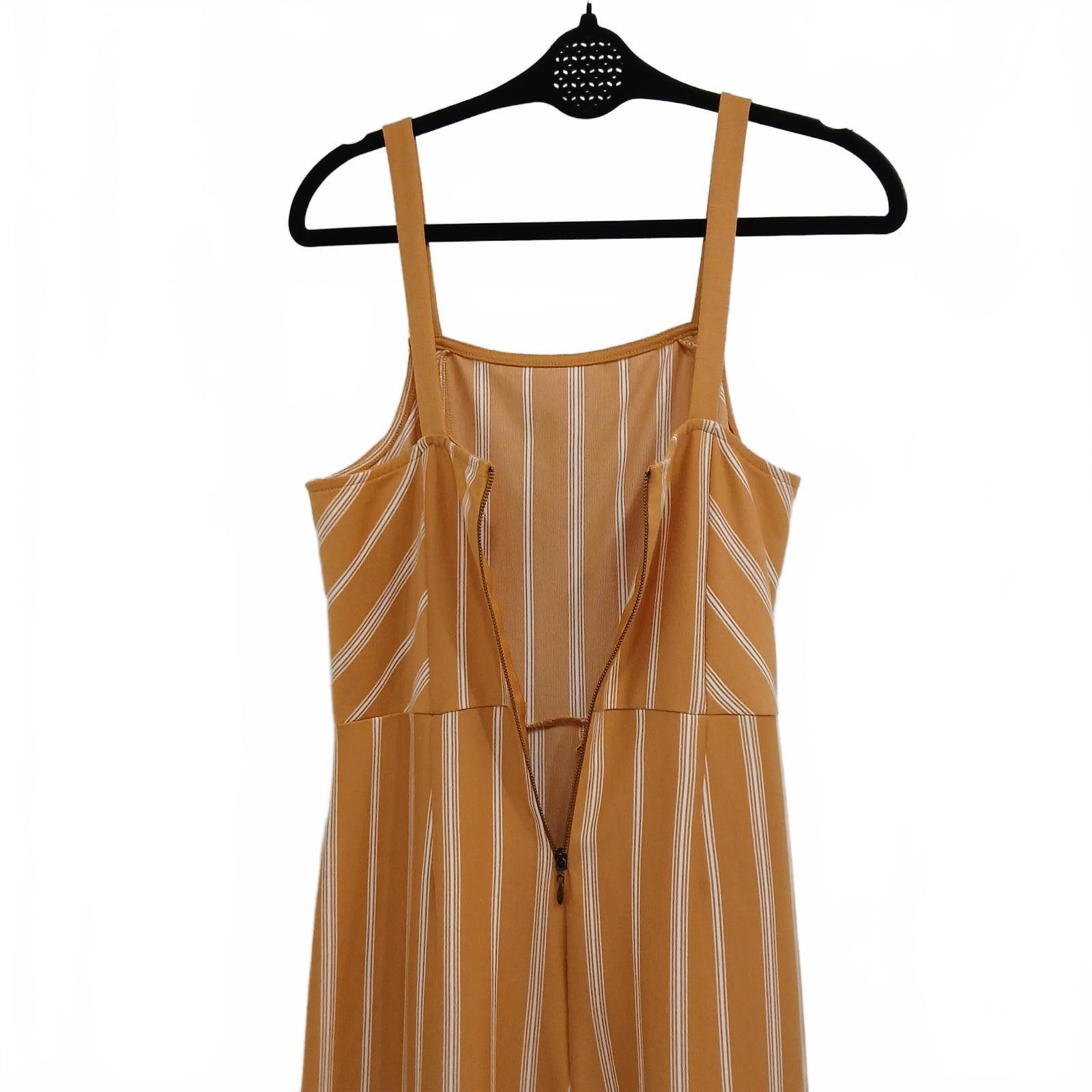 Designer Gold and White Striped Jumpsuit Xhilaration Medium Size ONE SIZE - 8 Thumbnail