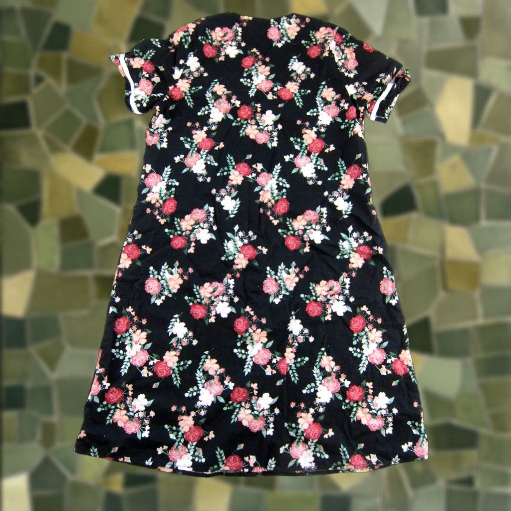 Pinko Yozly Cotton Stretch Black Pink Floral Bird Button Down Pocket House Dress Small Size S / US 4 / IT 40 - 1 Thumbnail