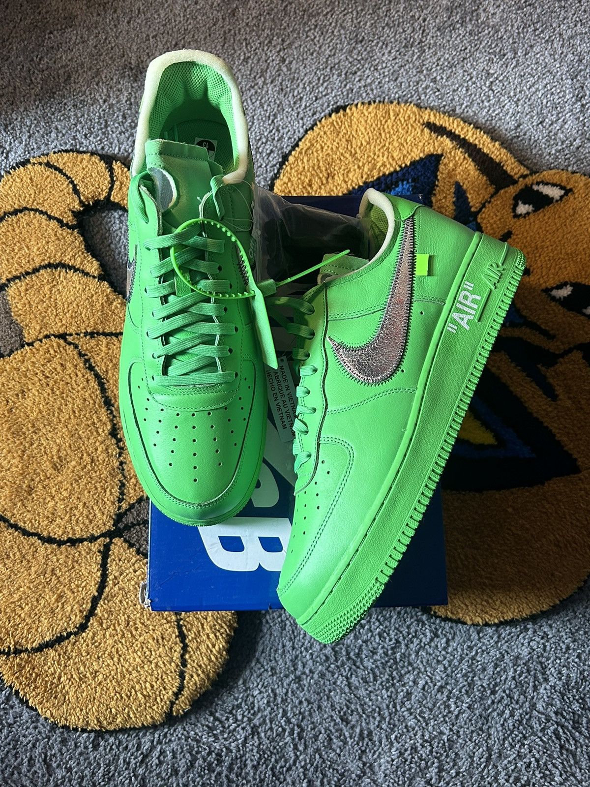 image of Nike Af1 Low Off-White Brooklyn Green Spark Air Force Shoes, Men's (Size 13)