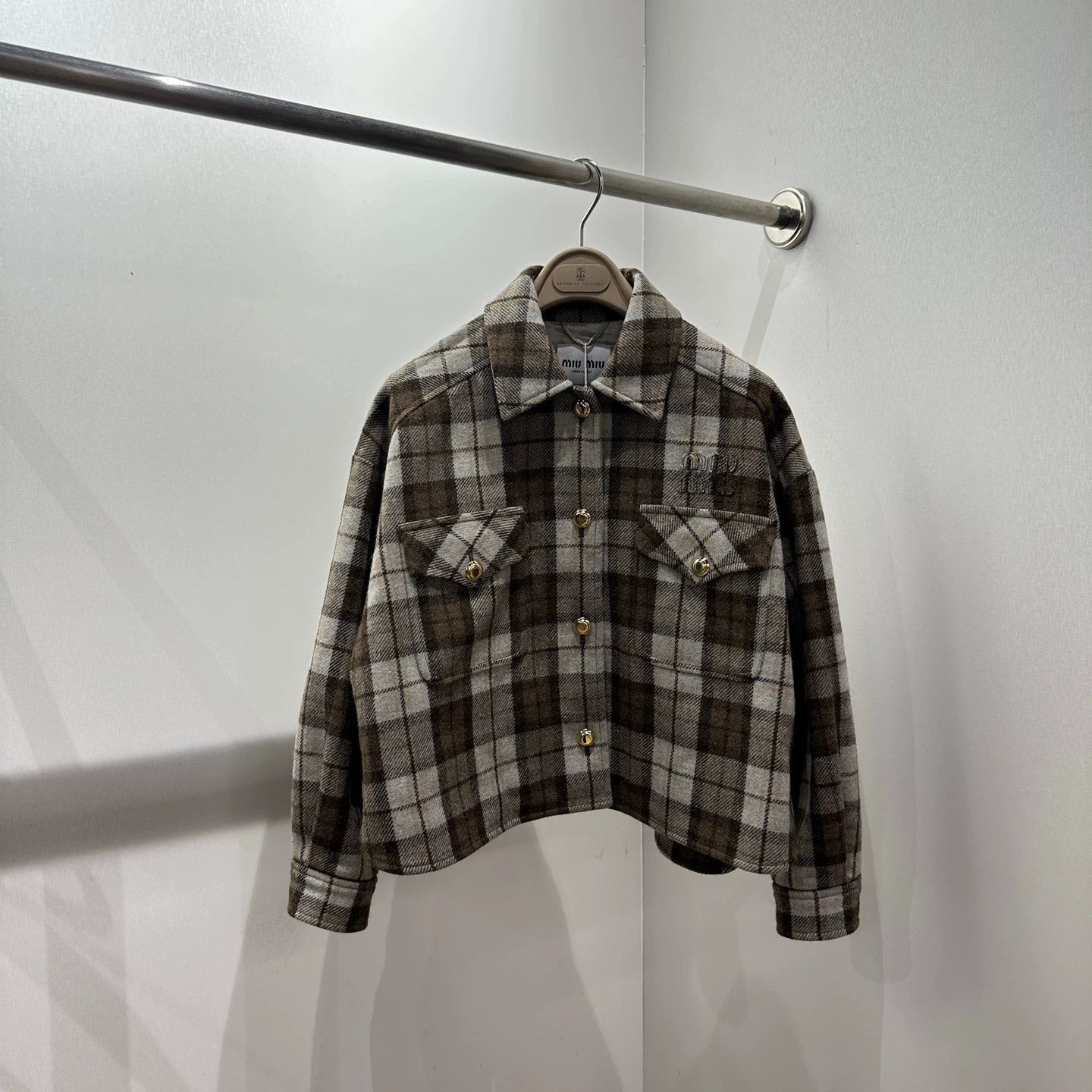Miu Miu MiuMiu checked wool logo jacket 36 Size XS / US 0-2 / IT 36-38 - 1 Thumbnail