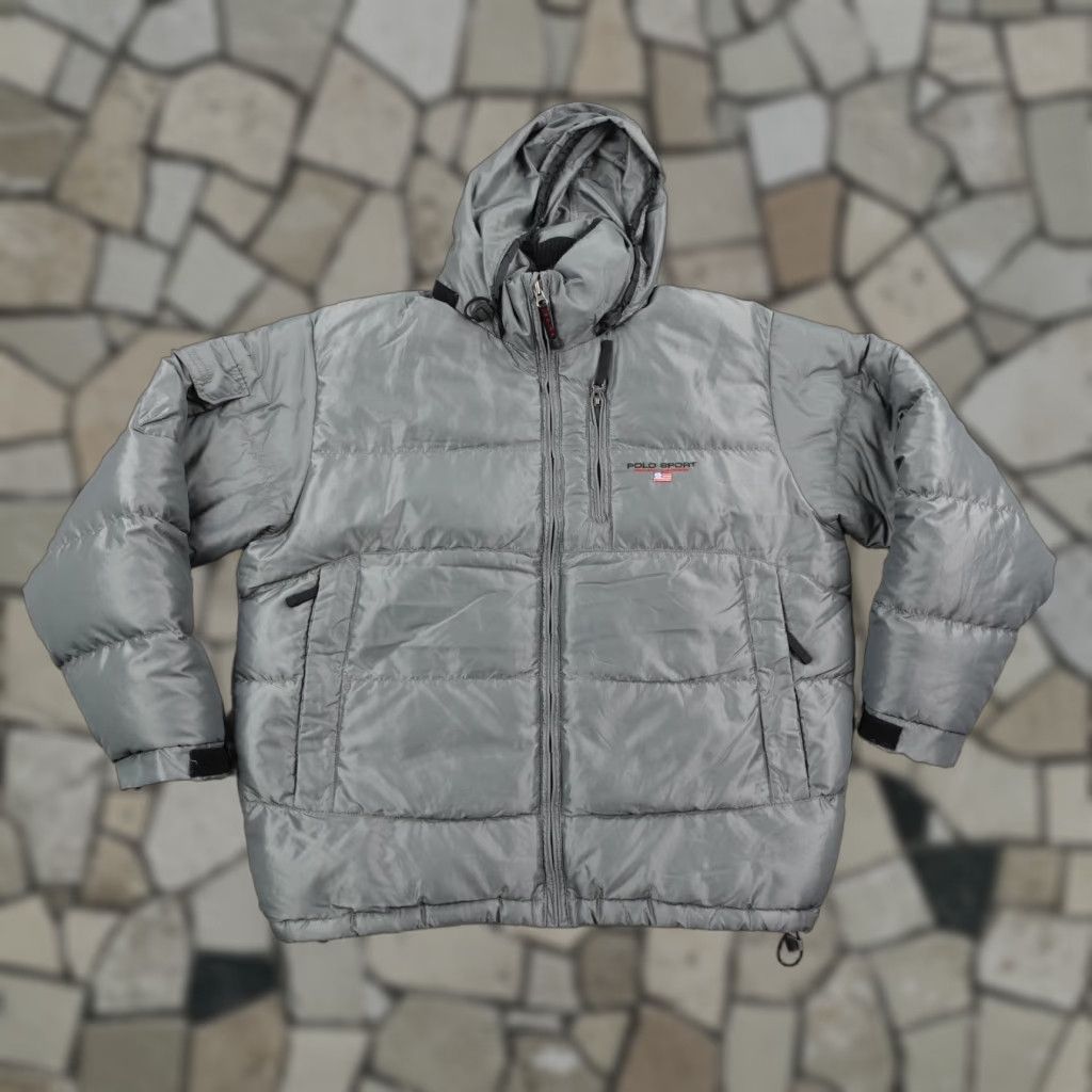 Polo Ralph Lauren Vintage Polo Ralph Lauren Jacket Mens Large Gray Polo Sport Down Feather Puffer Coat Zip Size US L / EU 52-54 / 3 - 1 Thumbnail