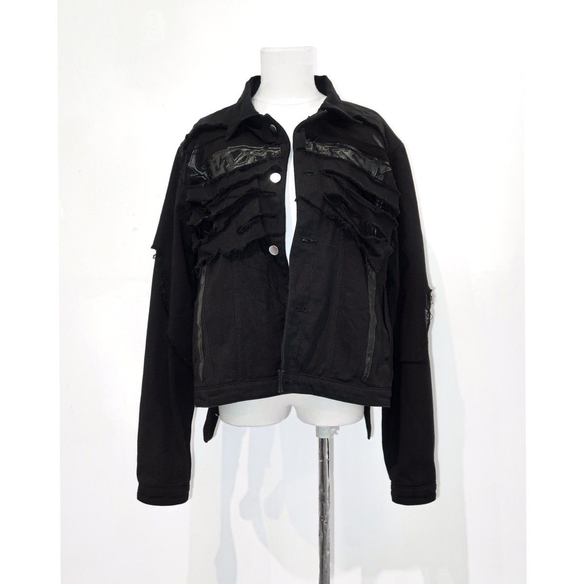image of Avant Garde Reveuse Double Layers Denim Jacket in Black, Men's (Size Medium)