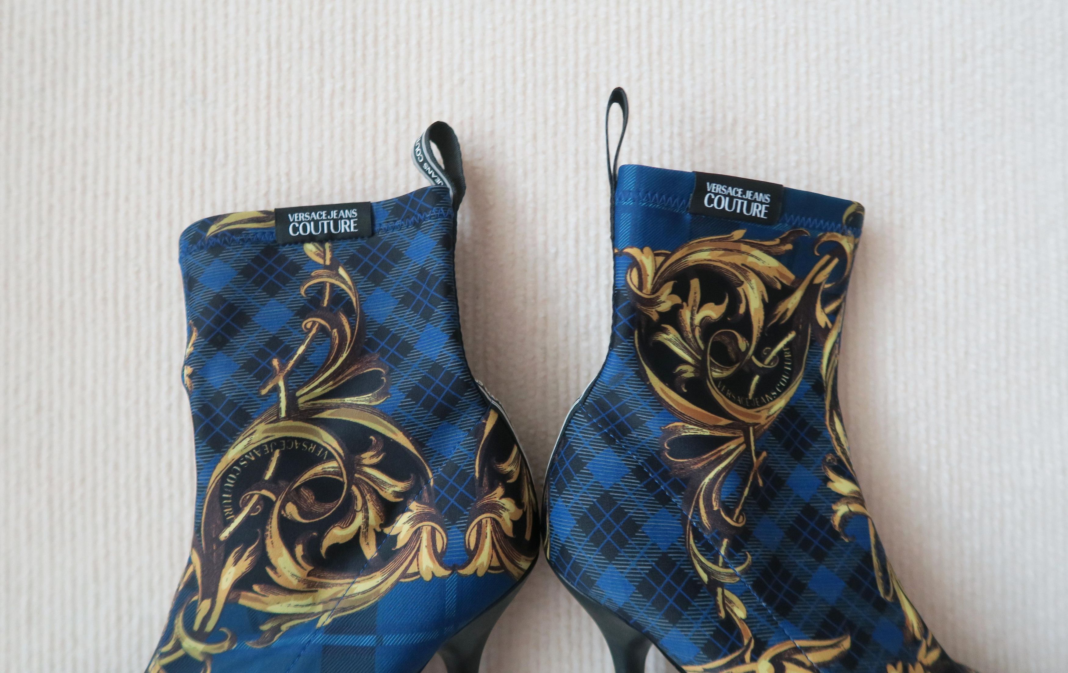 Versace Jeans Couture Versace Jeans Couture VJC Baroque Print Ankle Sock Boots Size US 7 / IT 37 - 8 Thumbnail