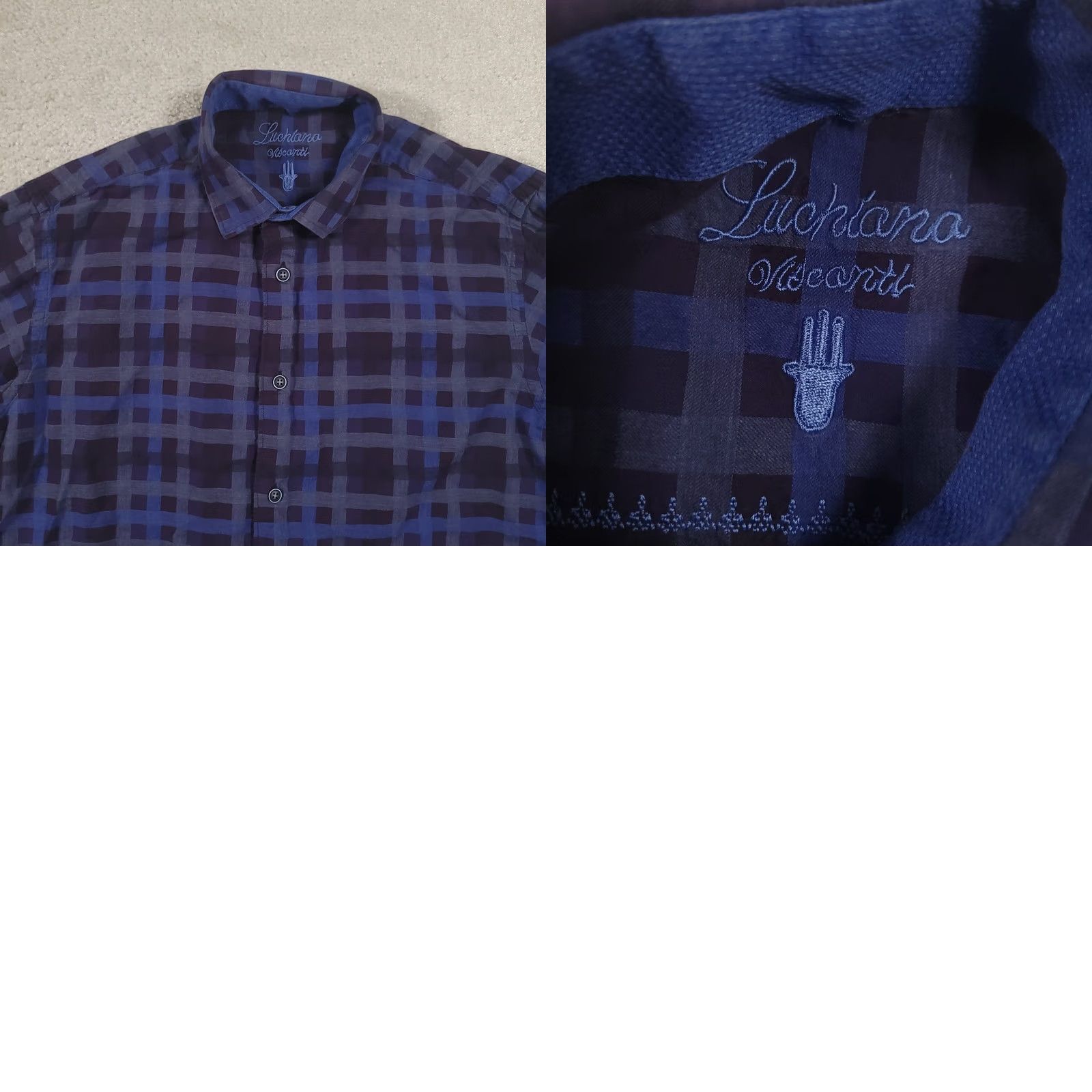 Luchiano Visconti Luchiano Visconti Mens Dress Shirt M/L Blue Plaid Geometry Long Sleeve Button Collared Size 40R - 8 Thumbnail