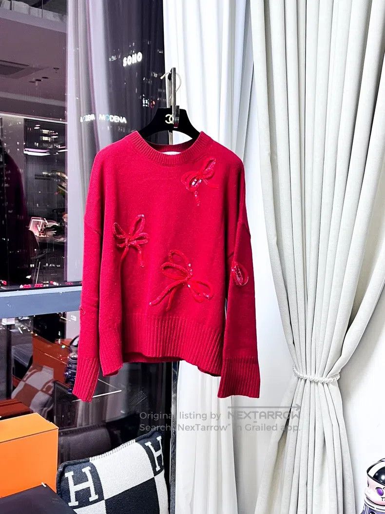 Valentino Valentino Crew neck Embroidered sequin bow long-sleeved ca Size M / US 6-8 / IT 42-44 - 2 Thumbnail