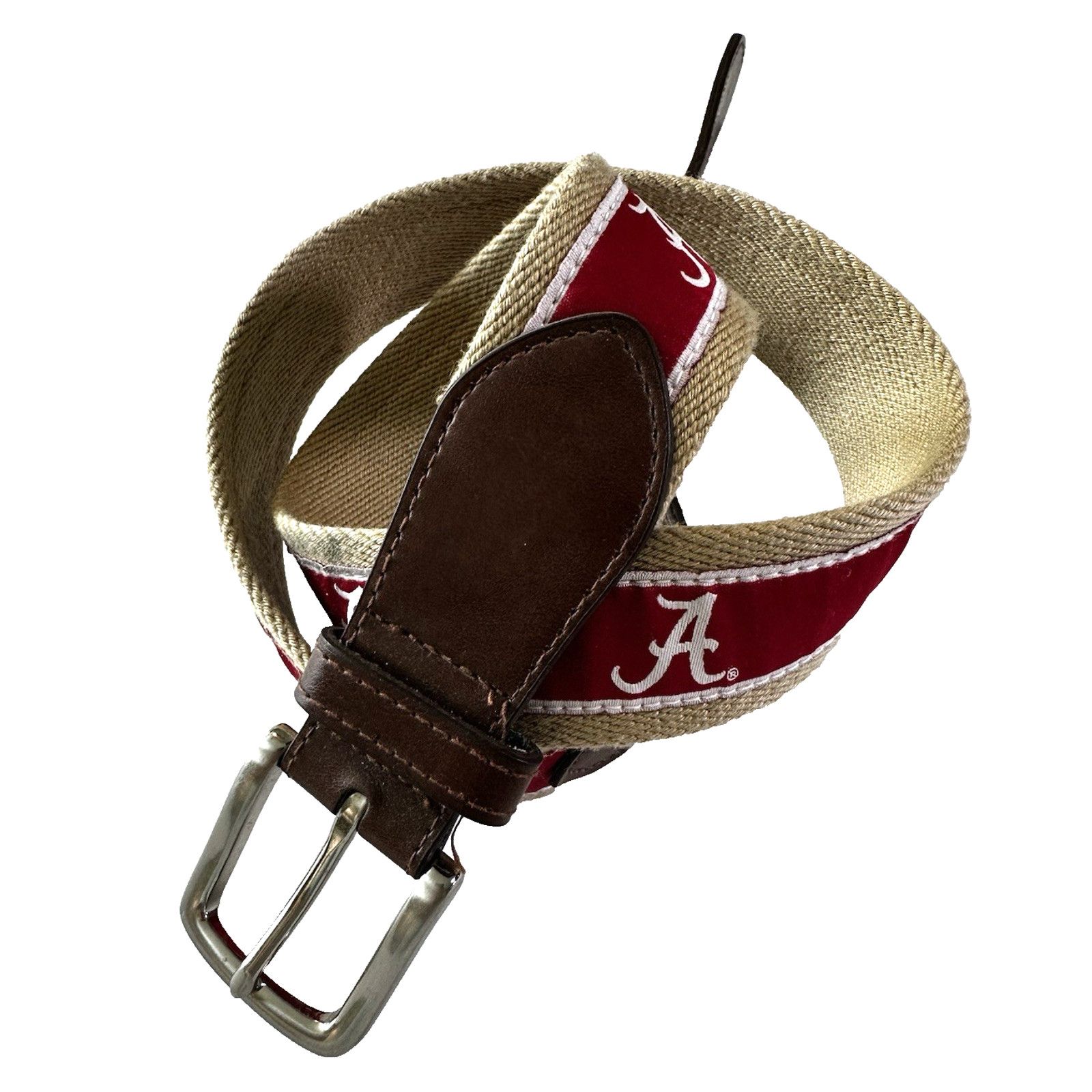 NCAA University Of Alabama Crimson Tide Canvas& Leather Belt Sz32 Size 38 - 1 Thumbnail