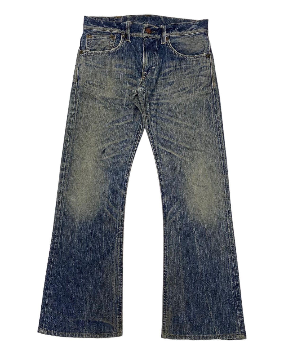 Edwin 🔥FLARE JEANS EDWIN 503 BLUE TRIP DISTRESSED DENIM JEANS Size US 32 / EU 48 - 1 Thumbnail