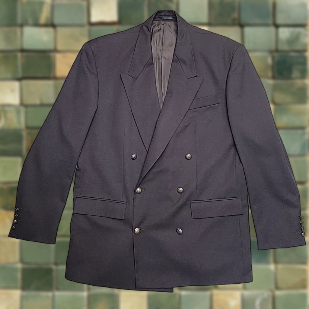 NEXT VINTAGE NEXT Blazer Mens 42L Dark Navy Double Breasted Wool Tailored Formal Classic Jacket Size 42R - 1 Thumbnail