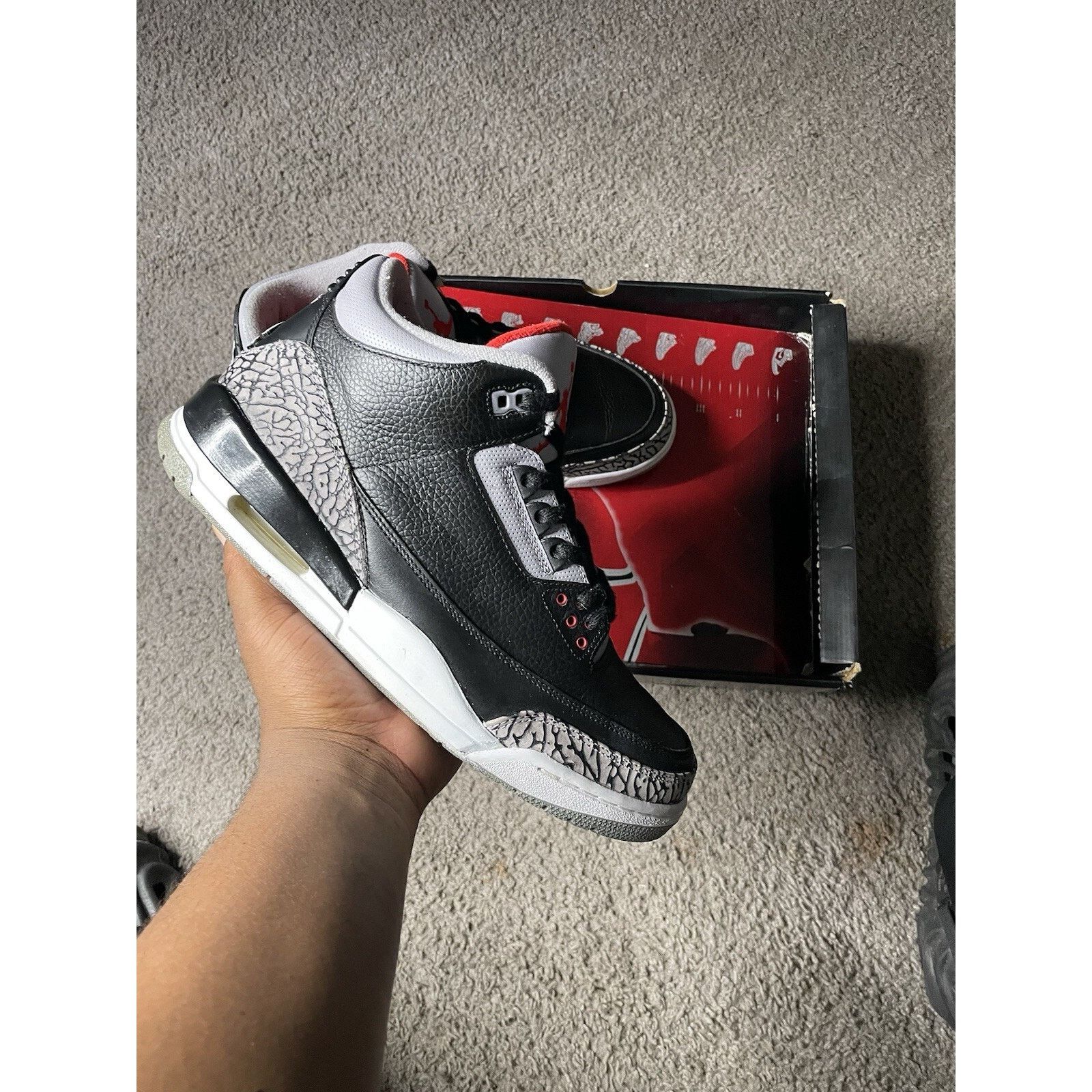 Nike Size 11.5- 08’ CDP Air Jordan 3 Black Cement Sole Swapped Size US 11.5 / EU 44-45 - 1 Thumbnail