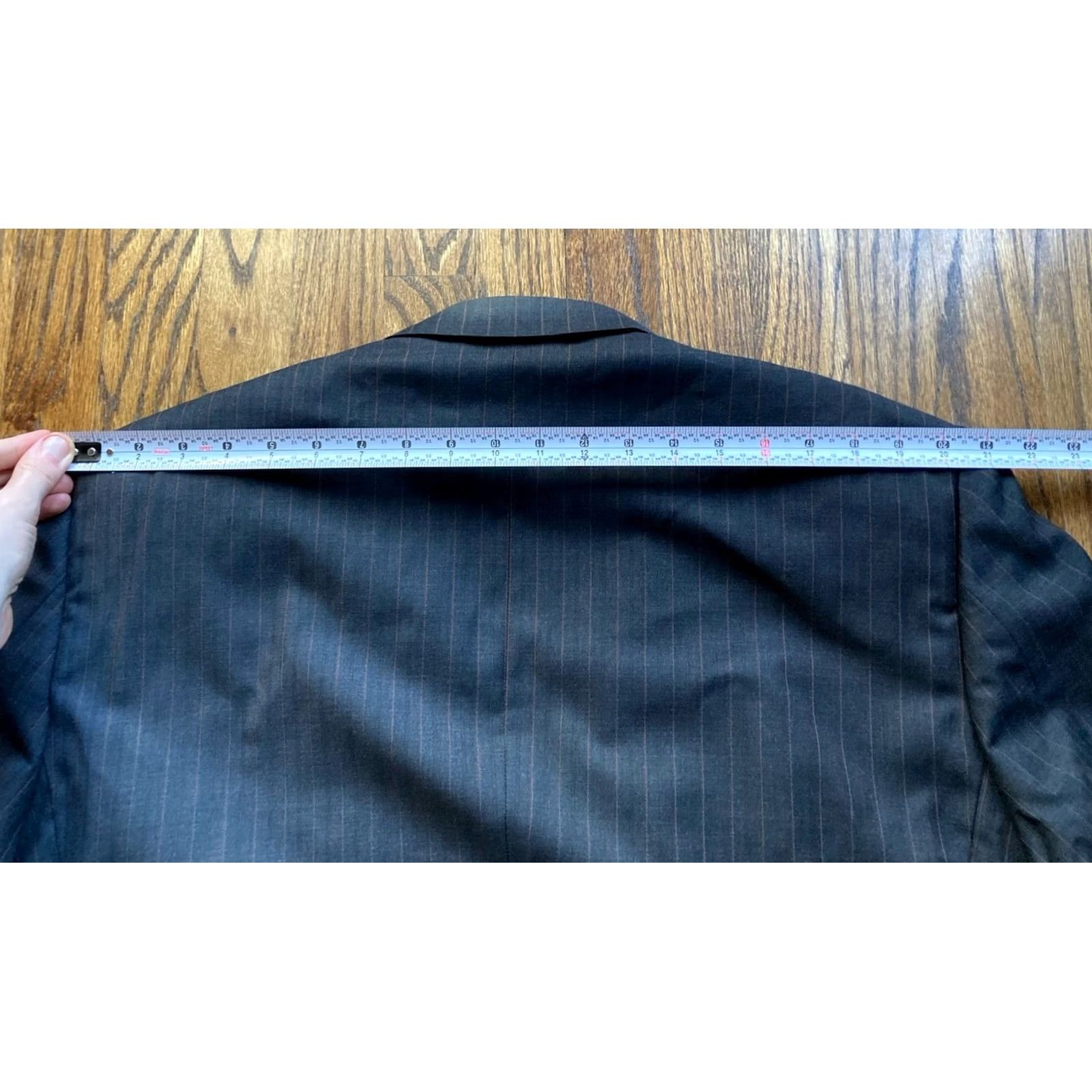 Vintage MABRO Blazer Mens Size 48R Loro Piana Wool Dark Gray Pinstripe Made In Italy Size 48R - 7 Thumbnail