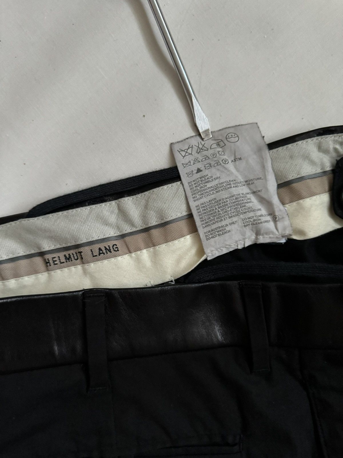 Helmut Lang 90’s Cotton Trouser with Leather Waistband Size 46R - 6 Thumbnail