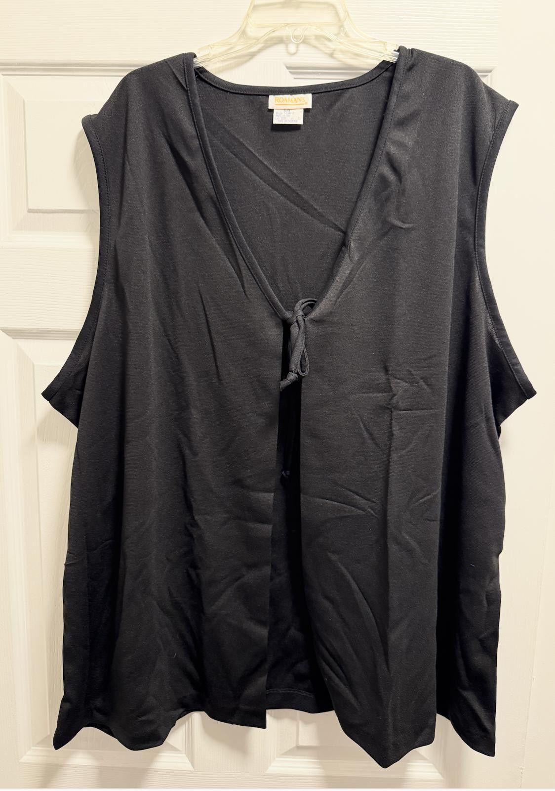 Designer Classic Roaman’s Black Tie-Front Sleeveless Top C2 Size M / US 6-8 / IT 42-44 - 5 Thumbnail