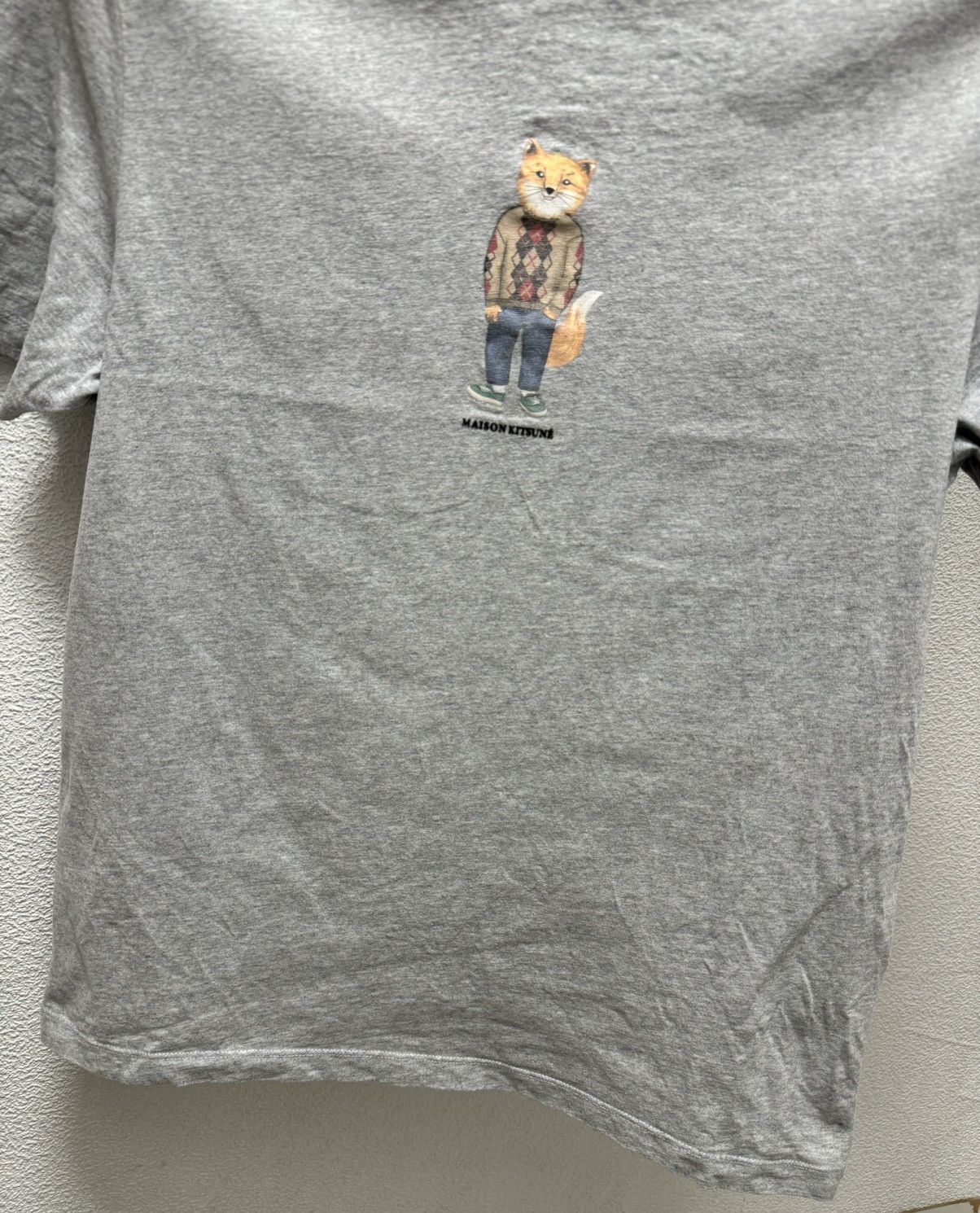Maison Kitsune Maison Kitsune M big logo grey t-shirt fox M sz Size US M / EU 48-50 / 2 - 5 Thumbnail