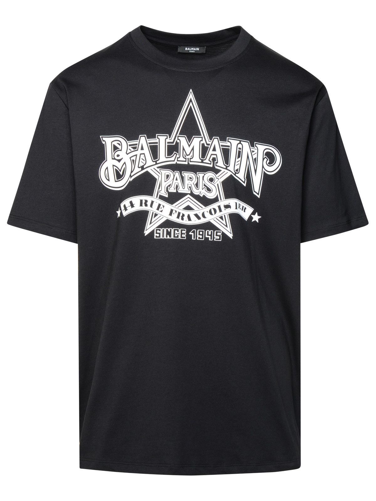 Image of Balmain 'Balmain Star' Black Cotton T-Shirt, Men's (Size XL)